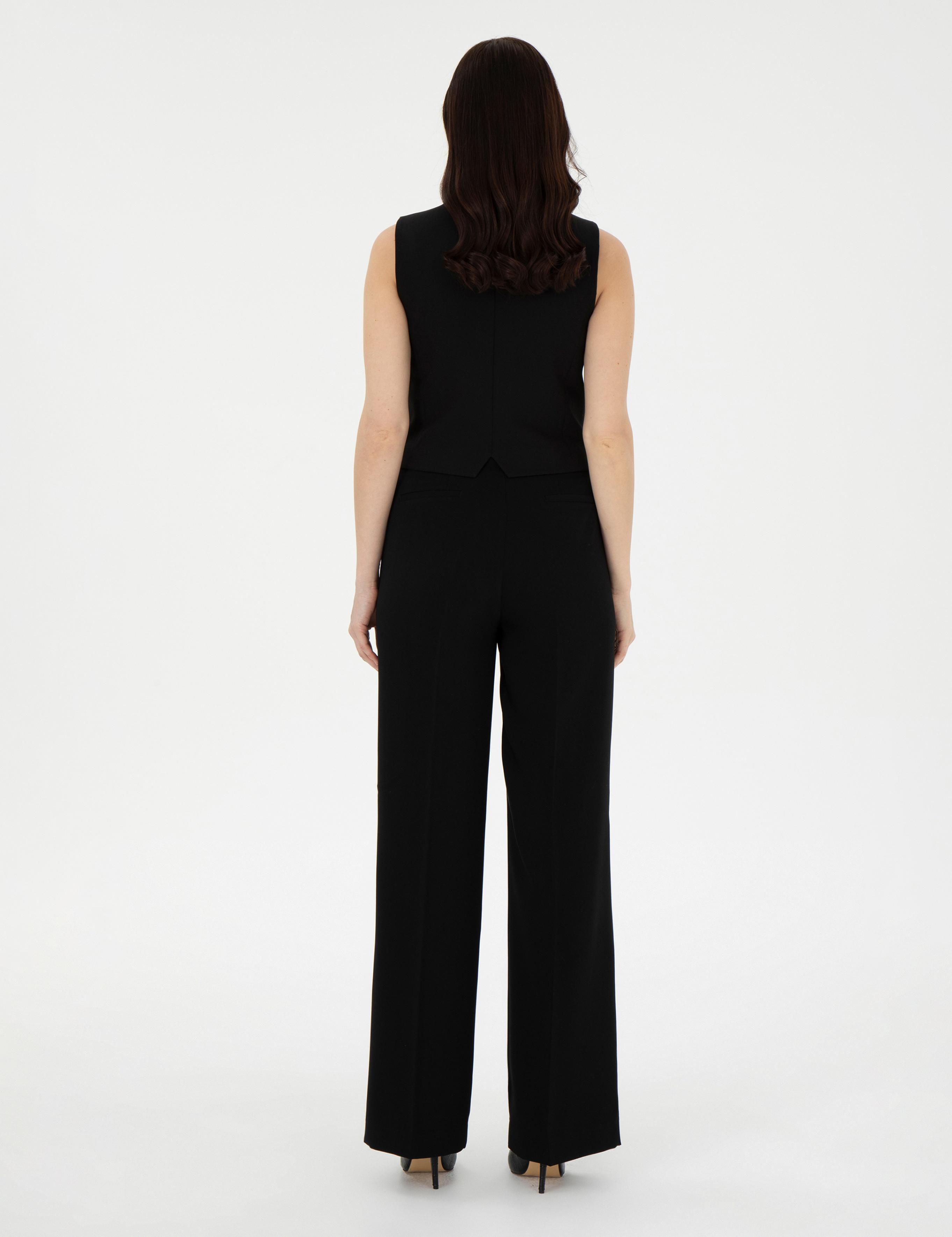 Siyah Palazzo Kumaş Pantolon