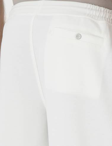 Ekru Slim Fit Nervürlü  Duble Paça Eşofman Altı
