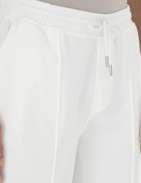 Ekru Slim Fit Nervürlü  Duble Paça Eşofman Altı - 50290666043