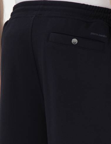 Lacivert Slim Fit Nervürlü Duble Paça Eşofman Altı