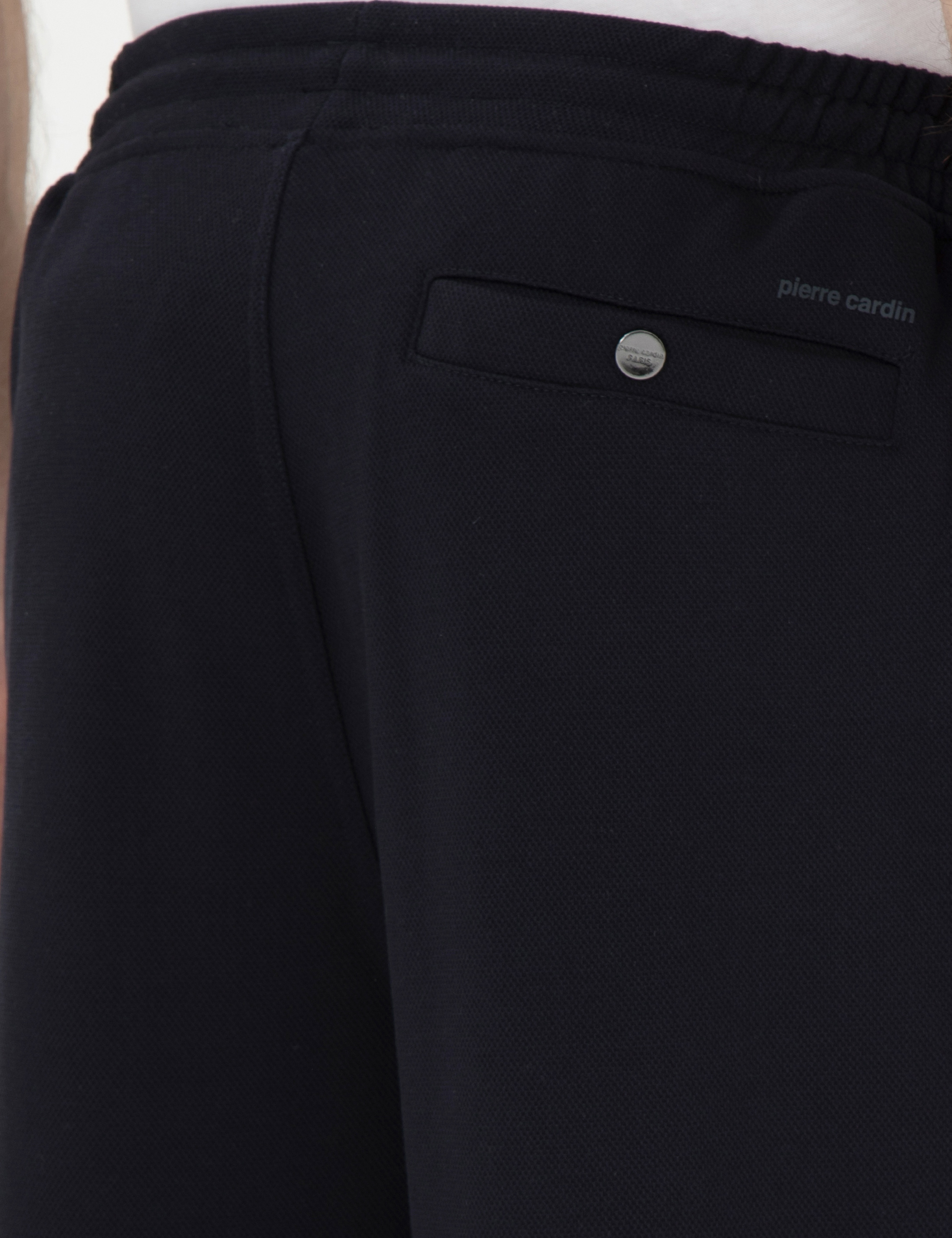 Lacivert Slim Fit Nervürlü  Duble Paça Eşofman Altı