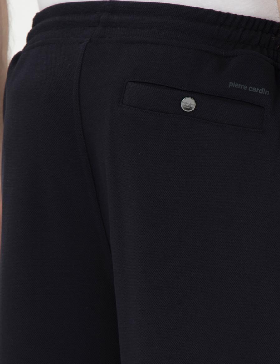 Lacivert Slim Fit Nervürlü  Duble Paça Eşofman Altı