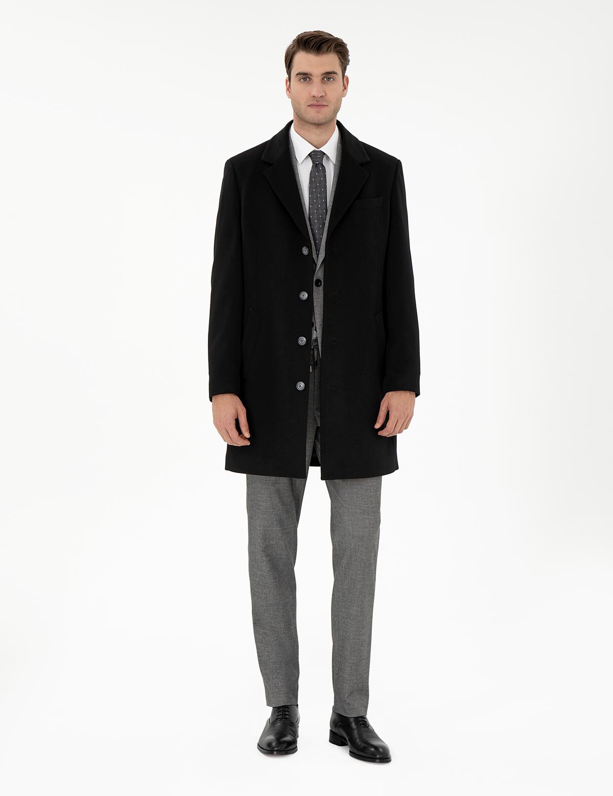 Siyah Slim Fit Palto - 50298208005