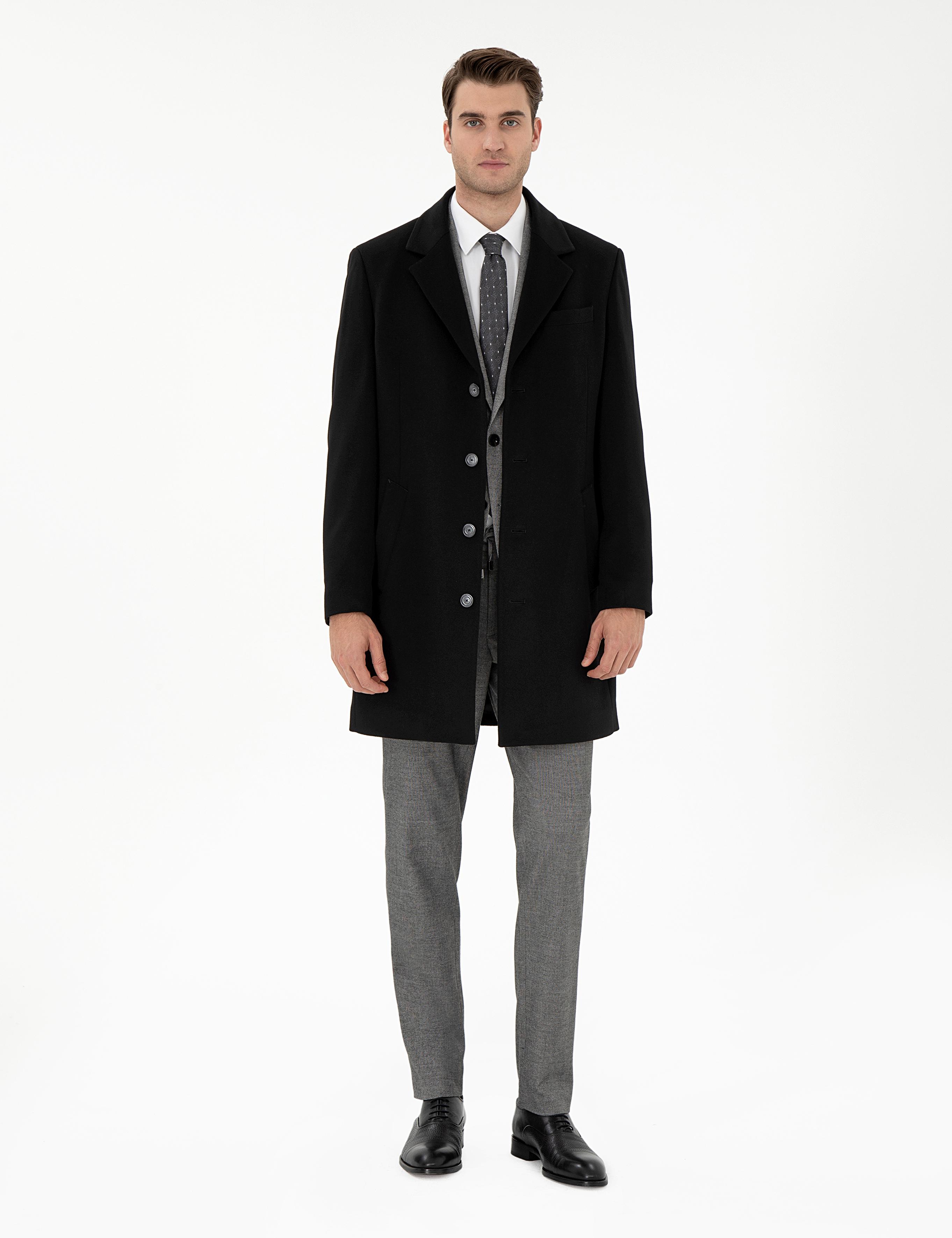 Siyah Slim Fit Palto