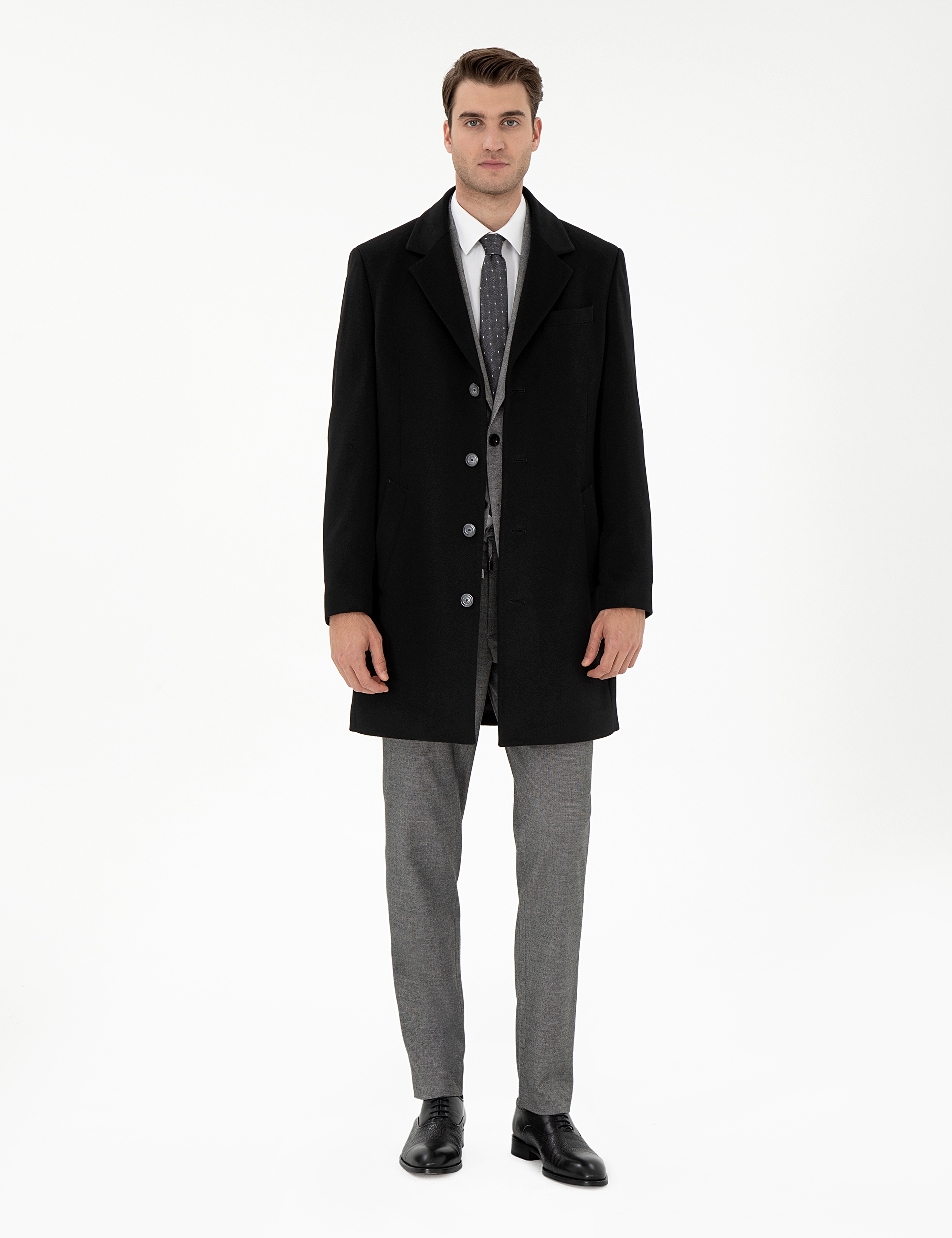 Siyah Slim Fit Palto
