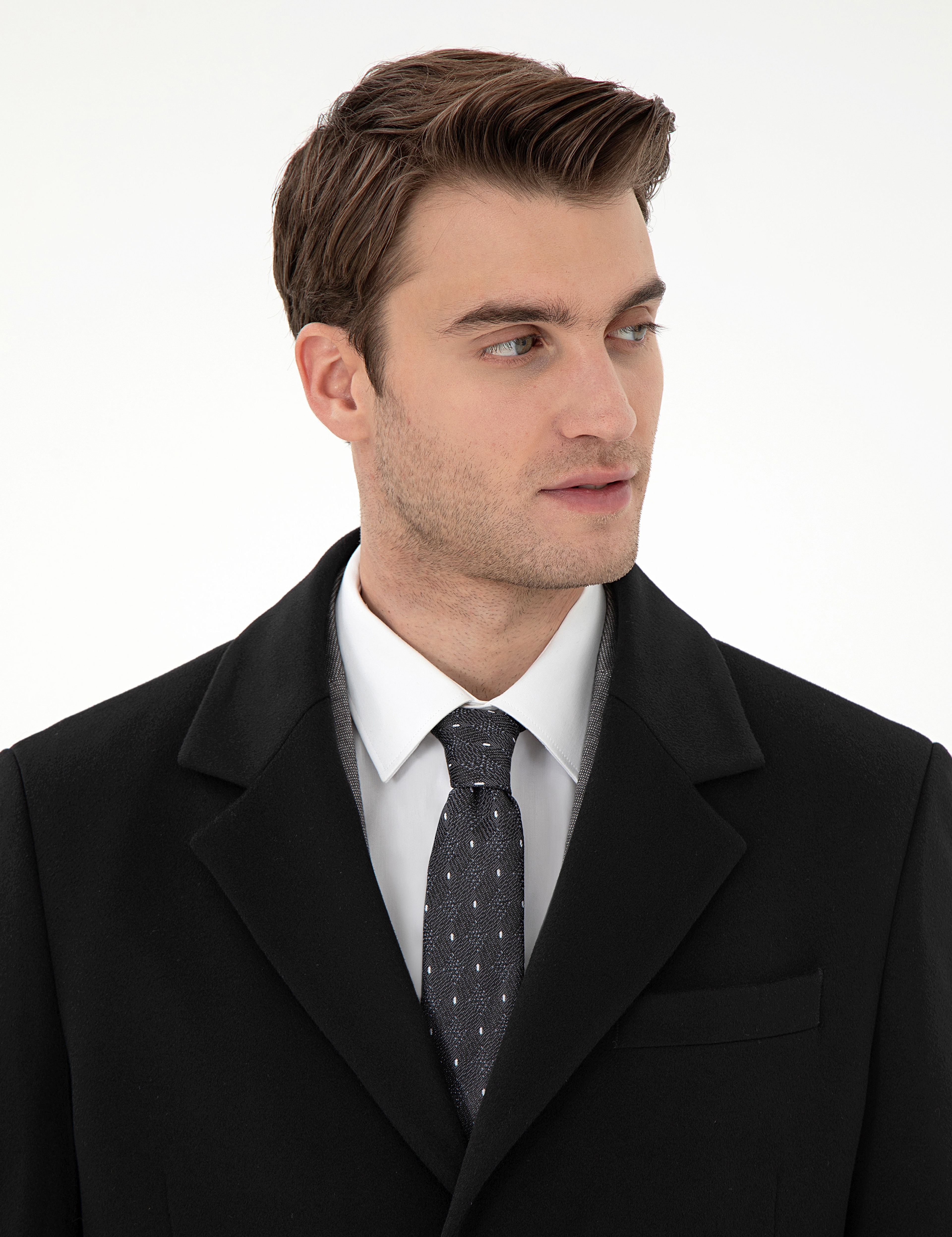 Siyah Slim Fit Palto - Image 2