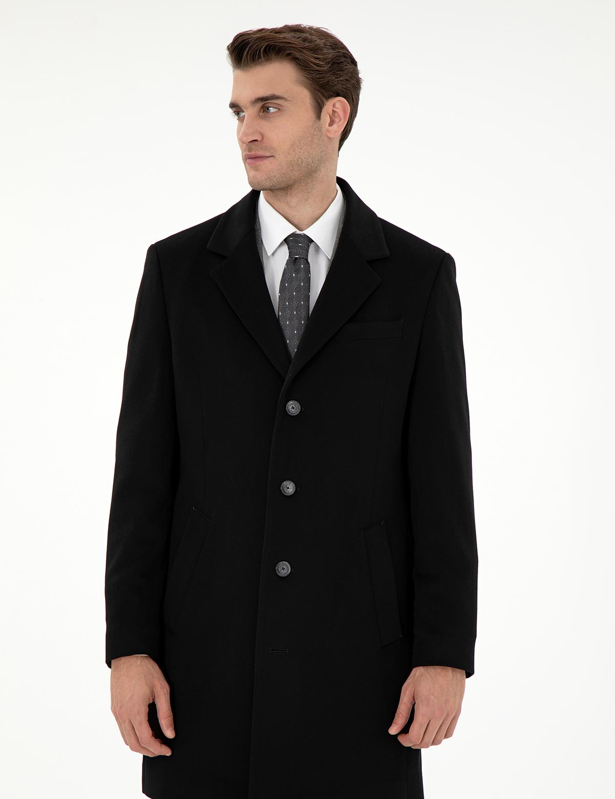 Siyah Slim Fit Palto - 50298208005