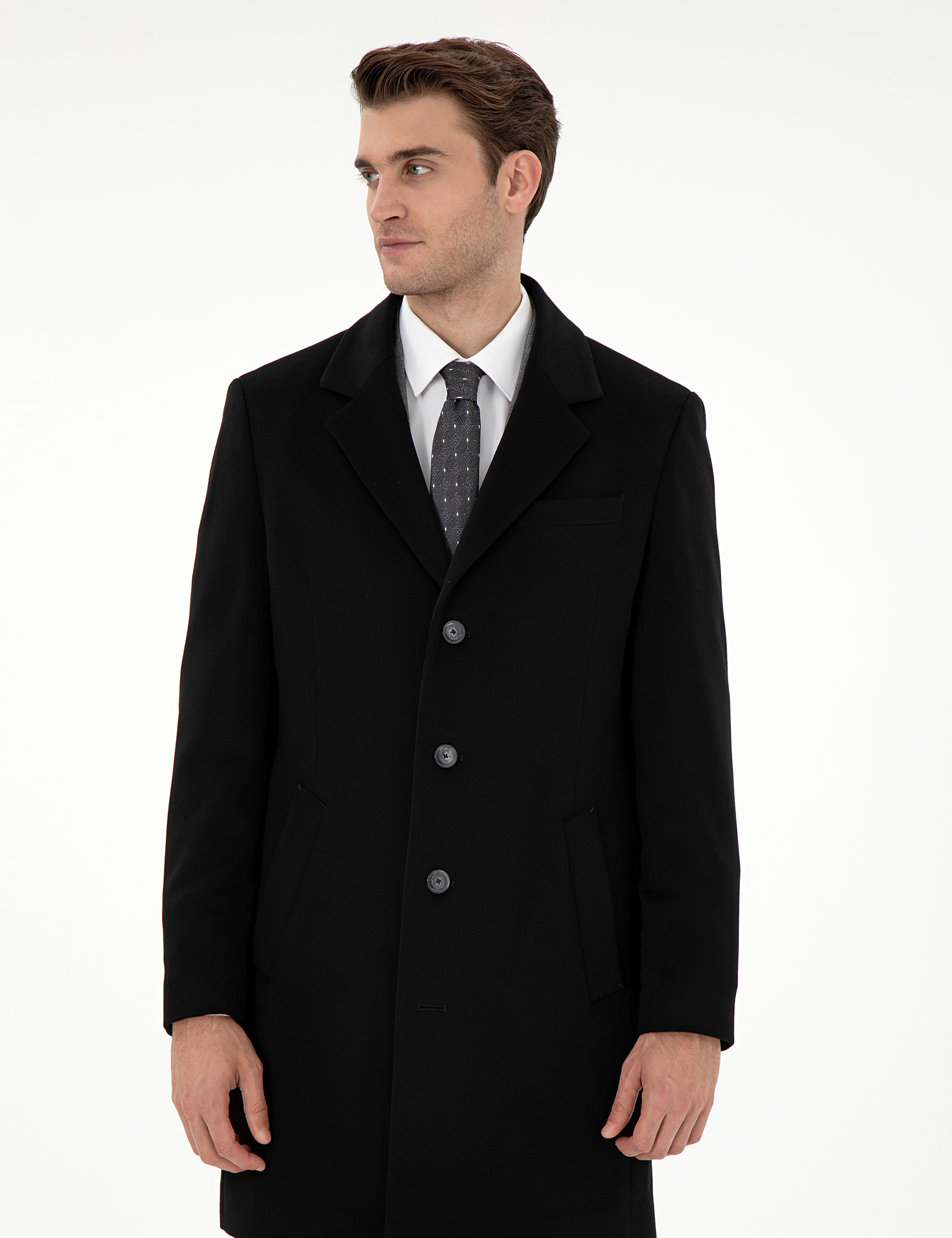 Siyah Slim Fit Palto - Image 3