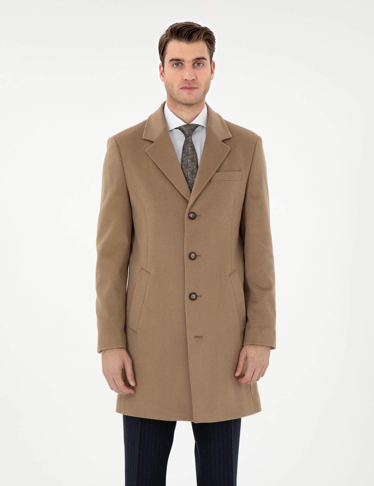 Camel Slim Fit Palto