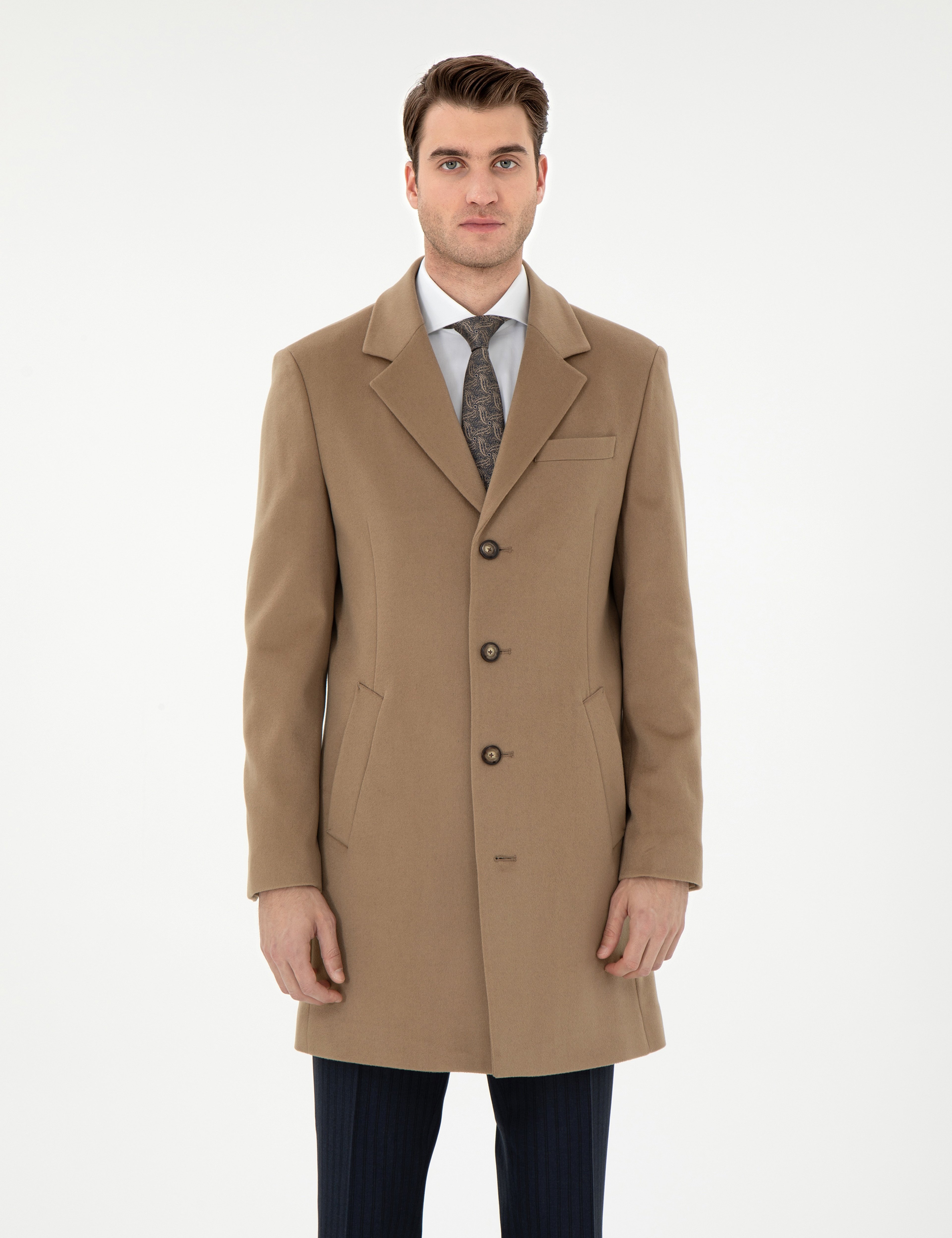 Camel Slim Fit Palto - Image 1
