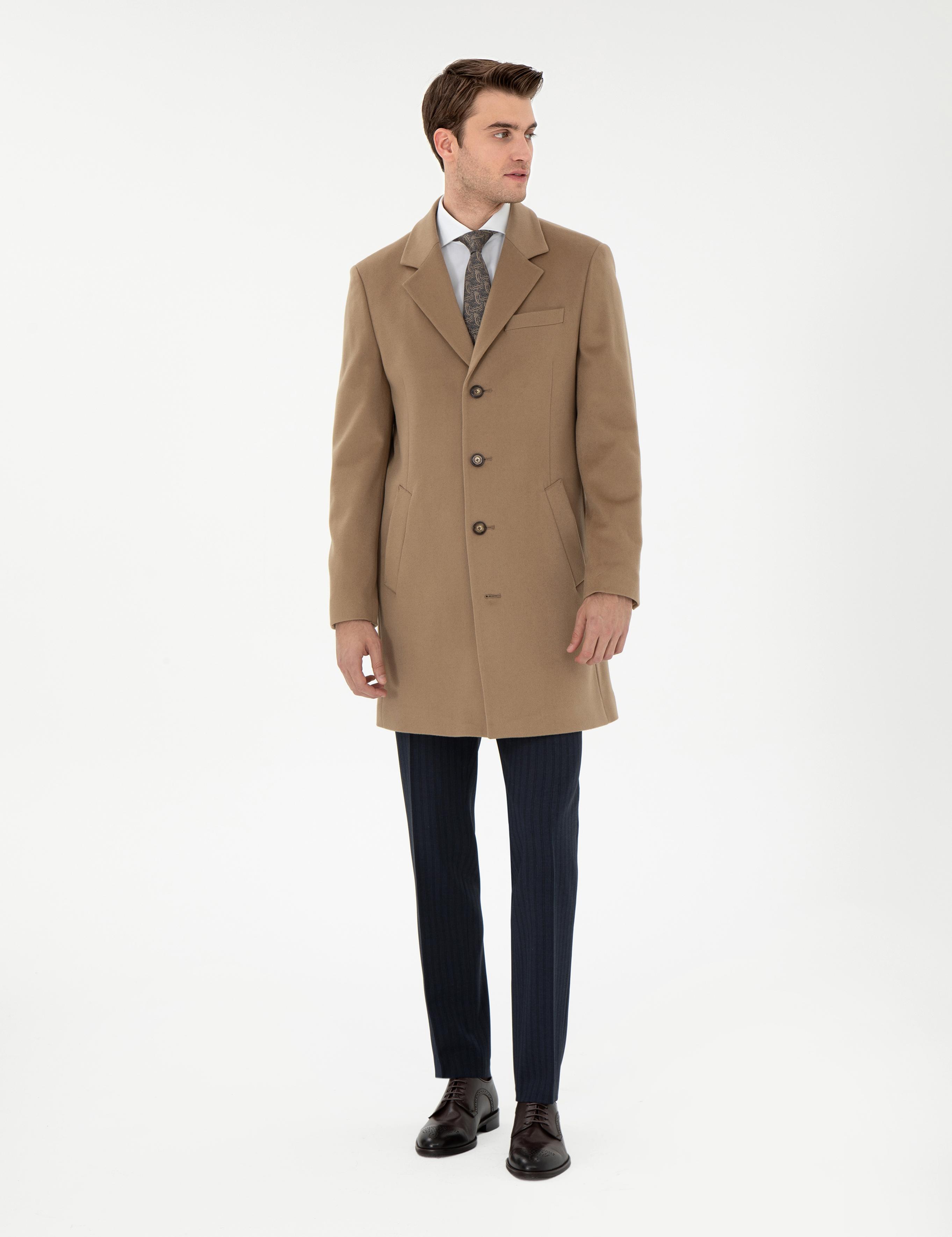 Camel Slim Fit Palto