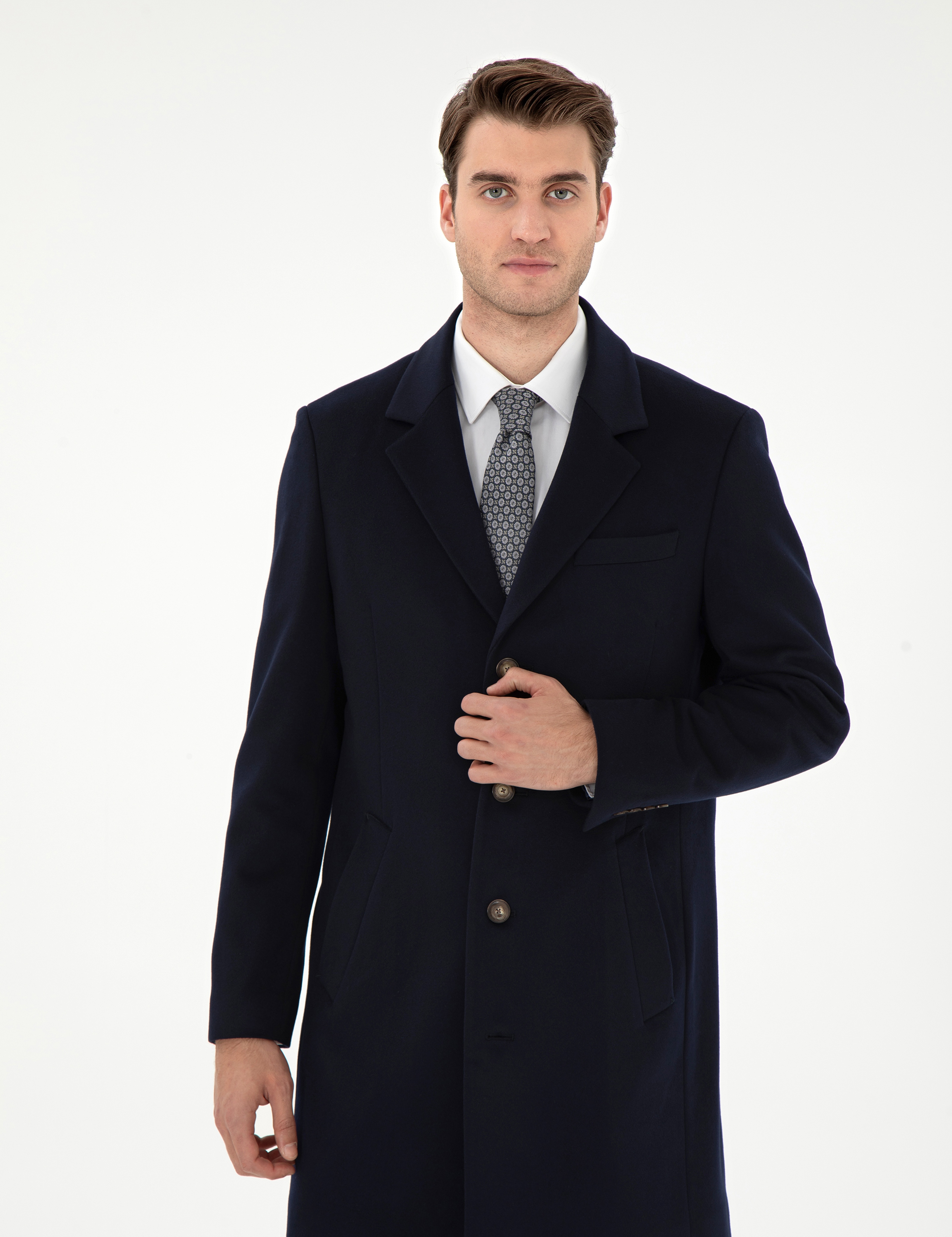 Lacivert Slim Fit Palto - Image 3