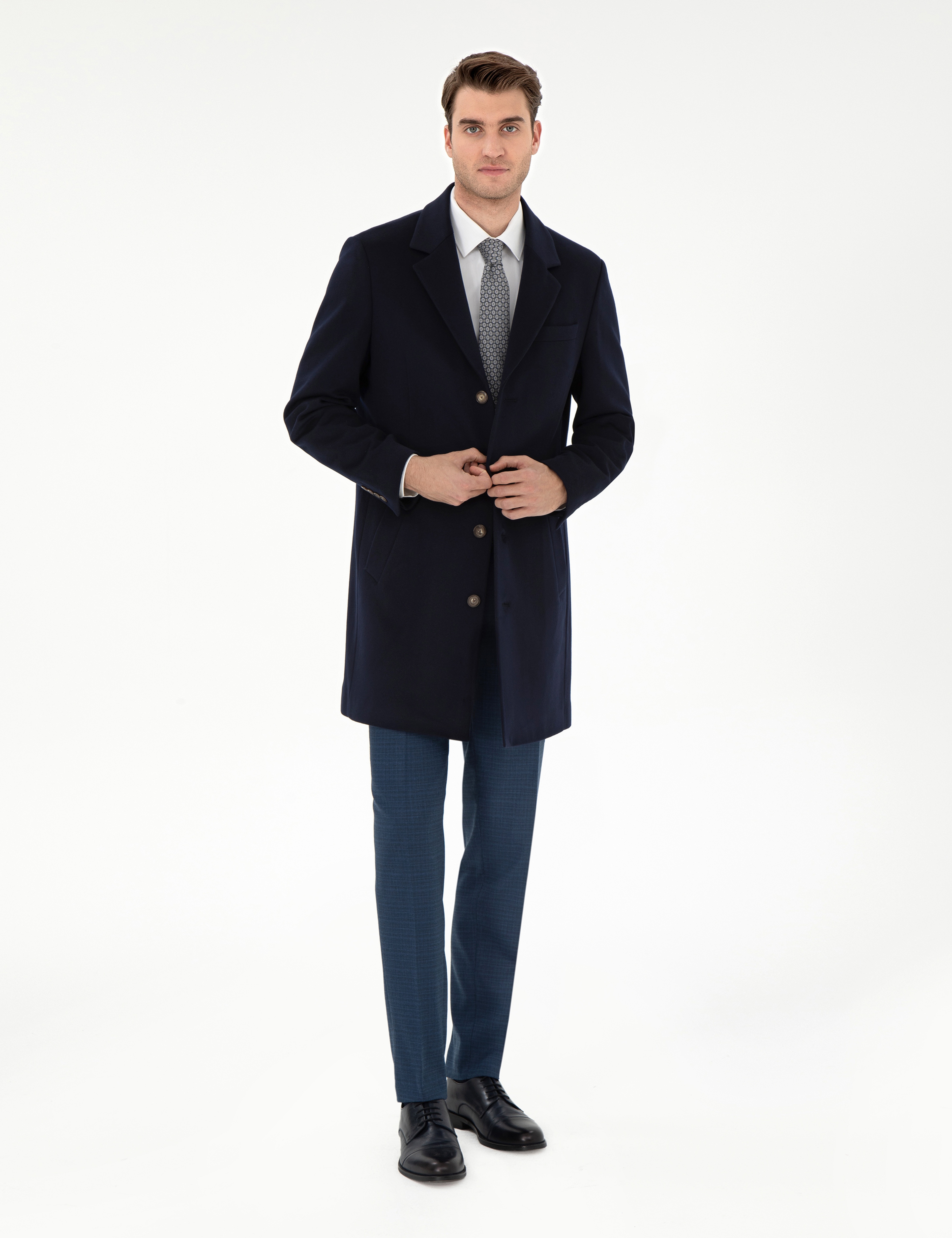 Lacivert Slim Fit Palto