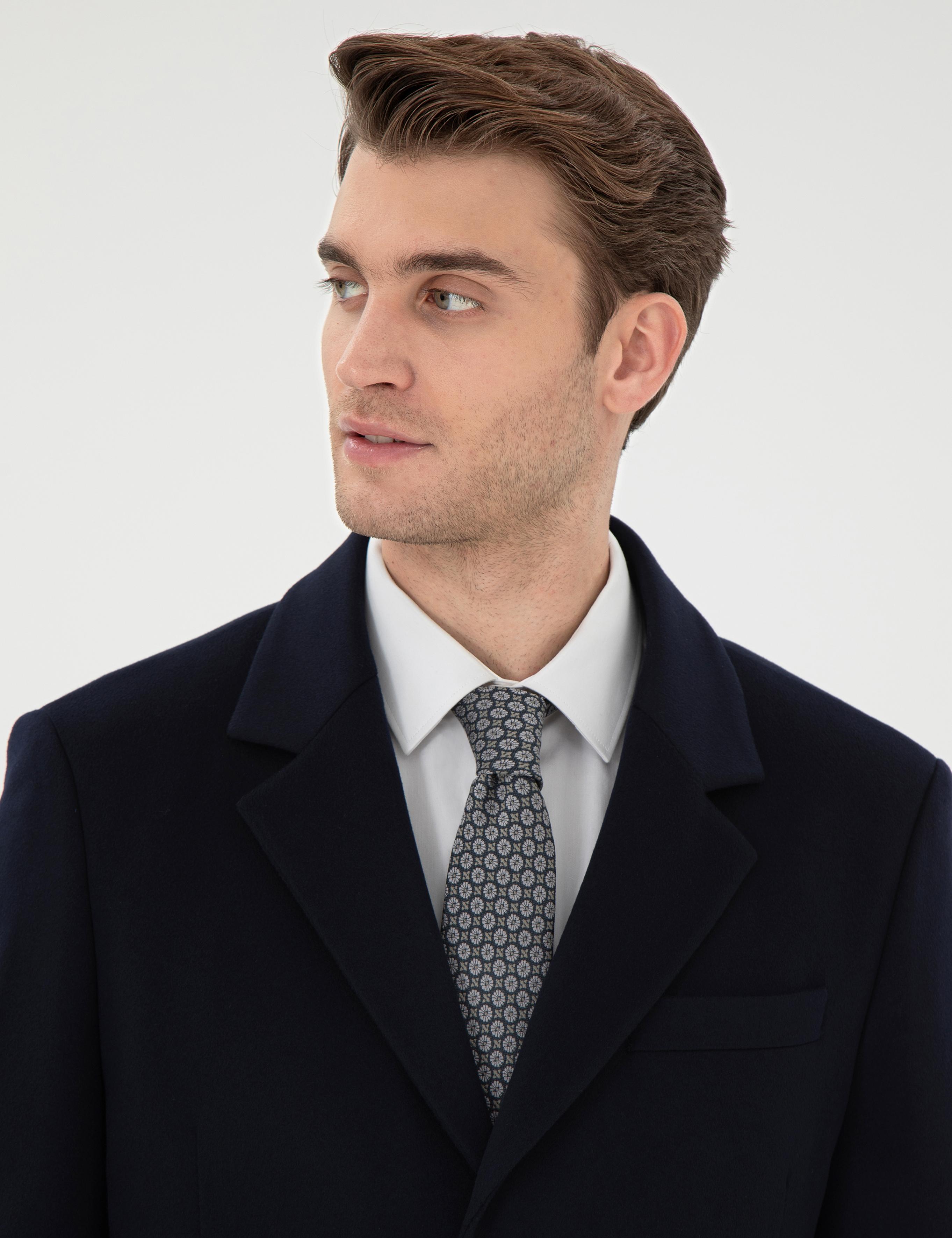 Lacivert Slim Fit Palto