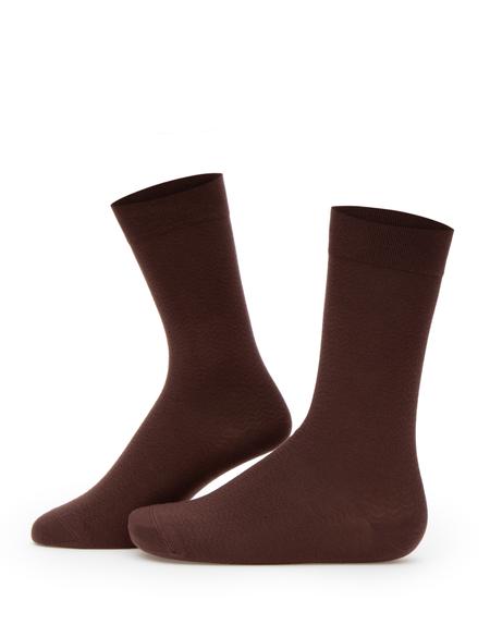 Erkek Bambu Karışımlı Kahverengi Soket Desenli Çorap - 50304462005