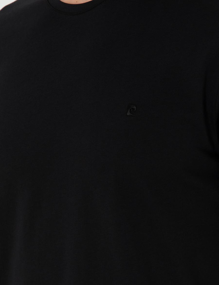 Siyah %100 Pamuk Slim Fit Bisiklet Yaka Basic Tişört