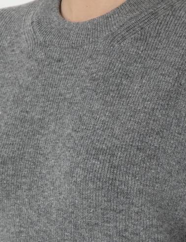 Gri Melanj Regular Fit Yün Kazak