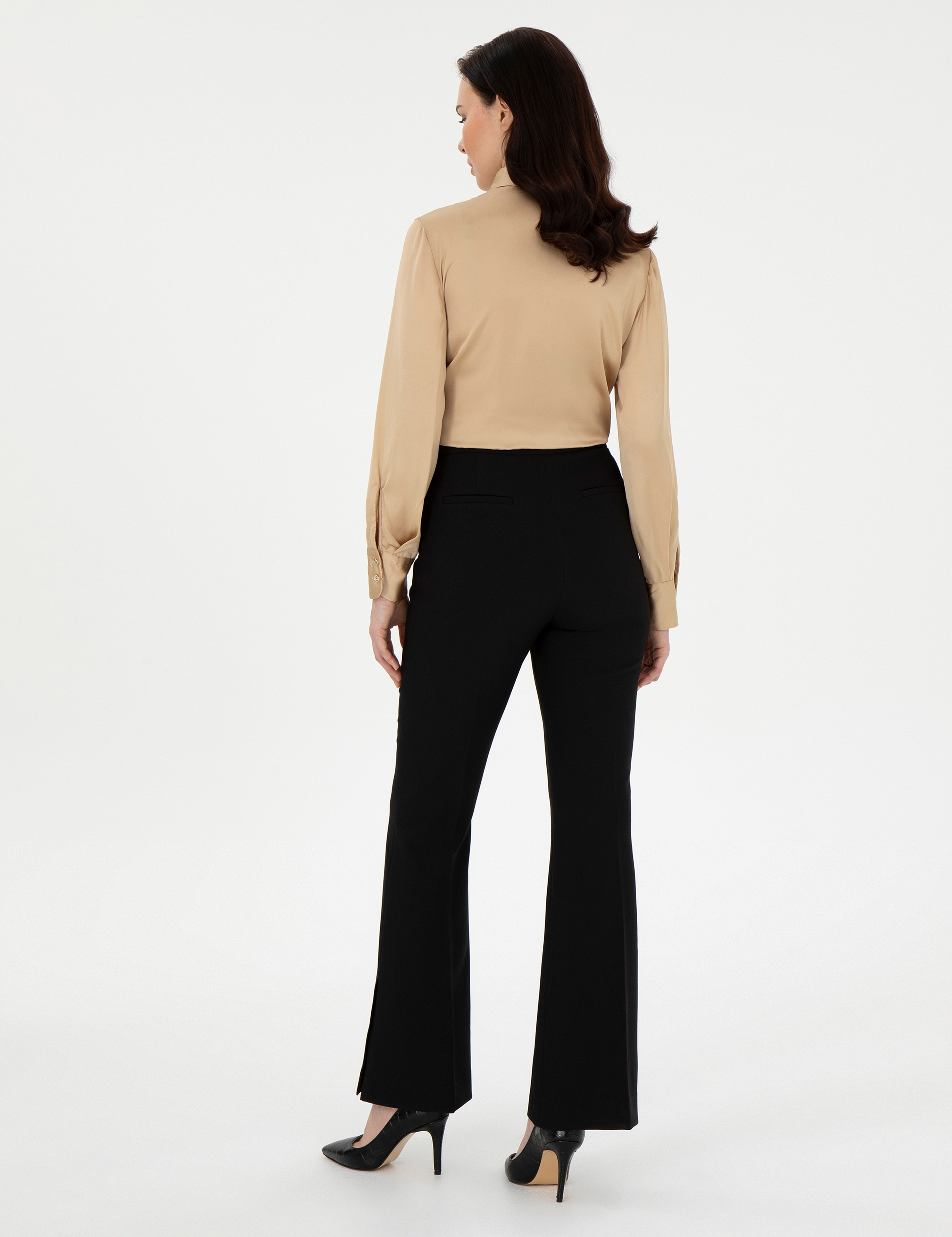 Siyah Flare Fit Kumaş Pantolon - Image 4