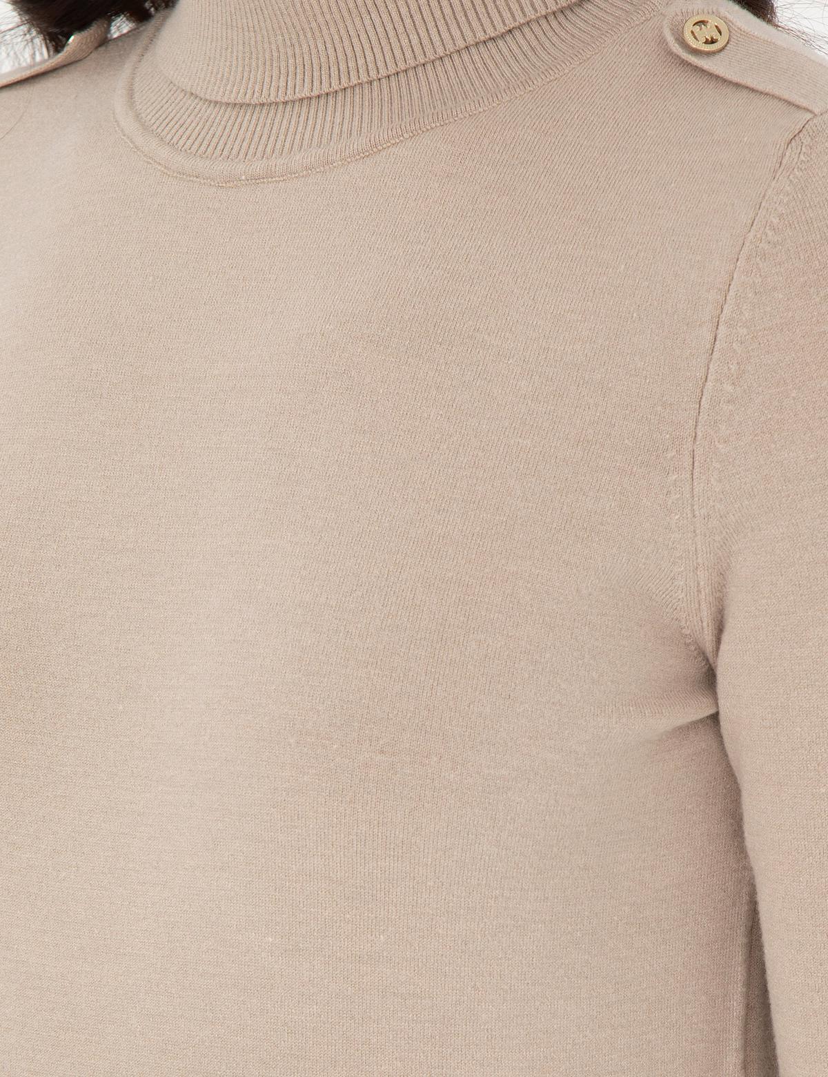 Bej Slim Fit Balıkçı Yaka Basic Kazak - 50290579077