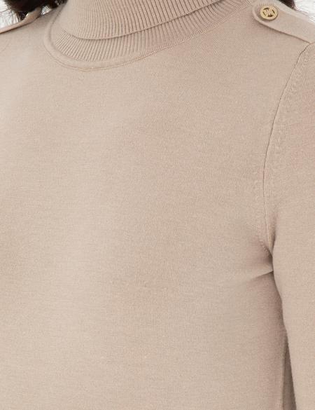 Bej Slim Fit Balıkçı Yaka Basic Kazak - 50290579077