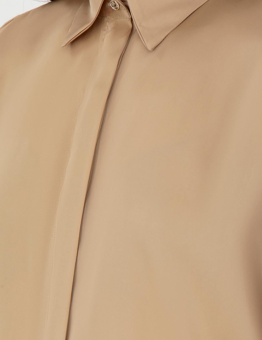 Bej Comfort Fit Uzun Kollu Gömlek