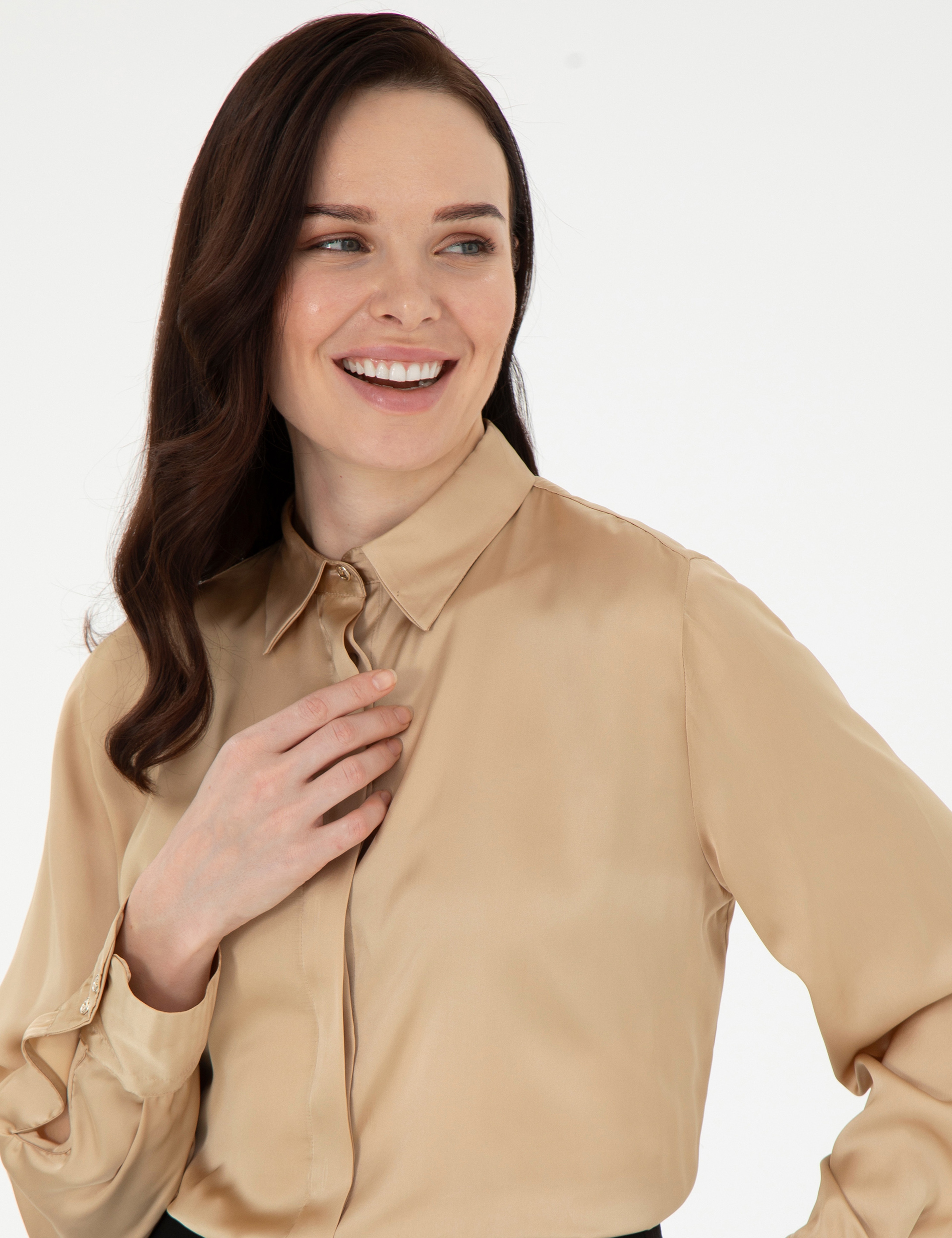 Bej Comfort Fit Uzun Kollu Gömlek - Image 3