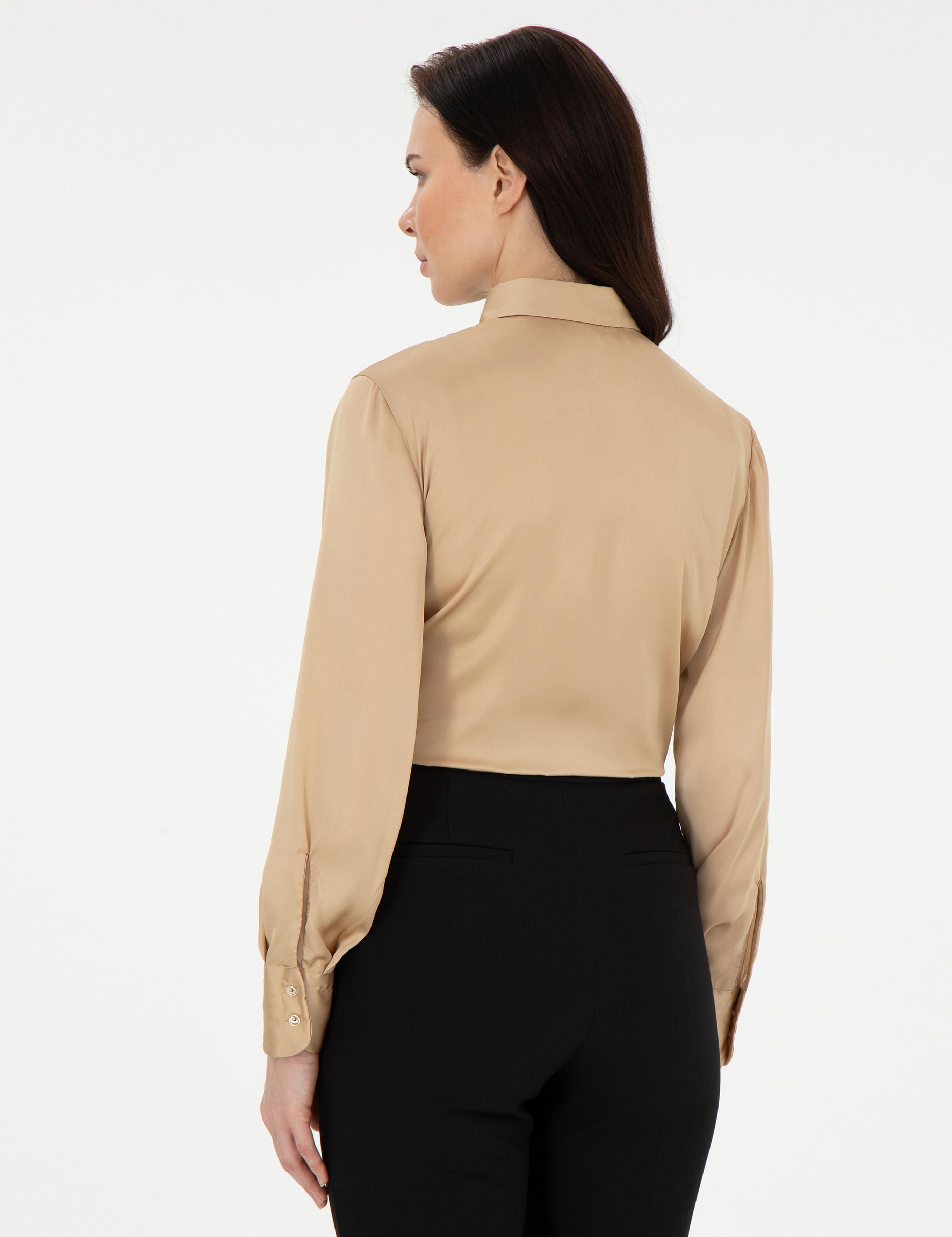 Bej Comfort Fit Uzun Kollu Gömlek