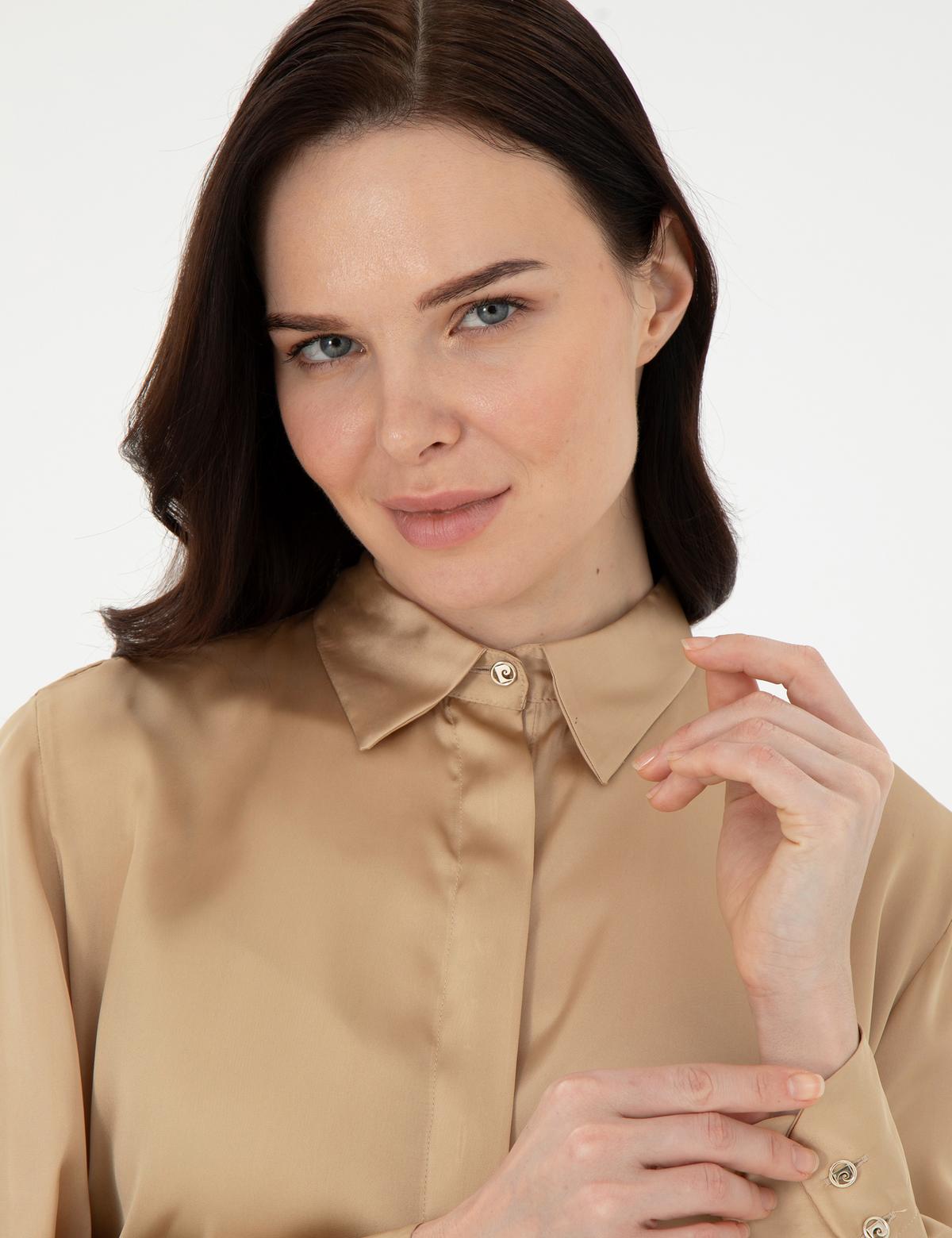 Bej Comfort Fit Uzun Kollu Gömlek - 50296330027