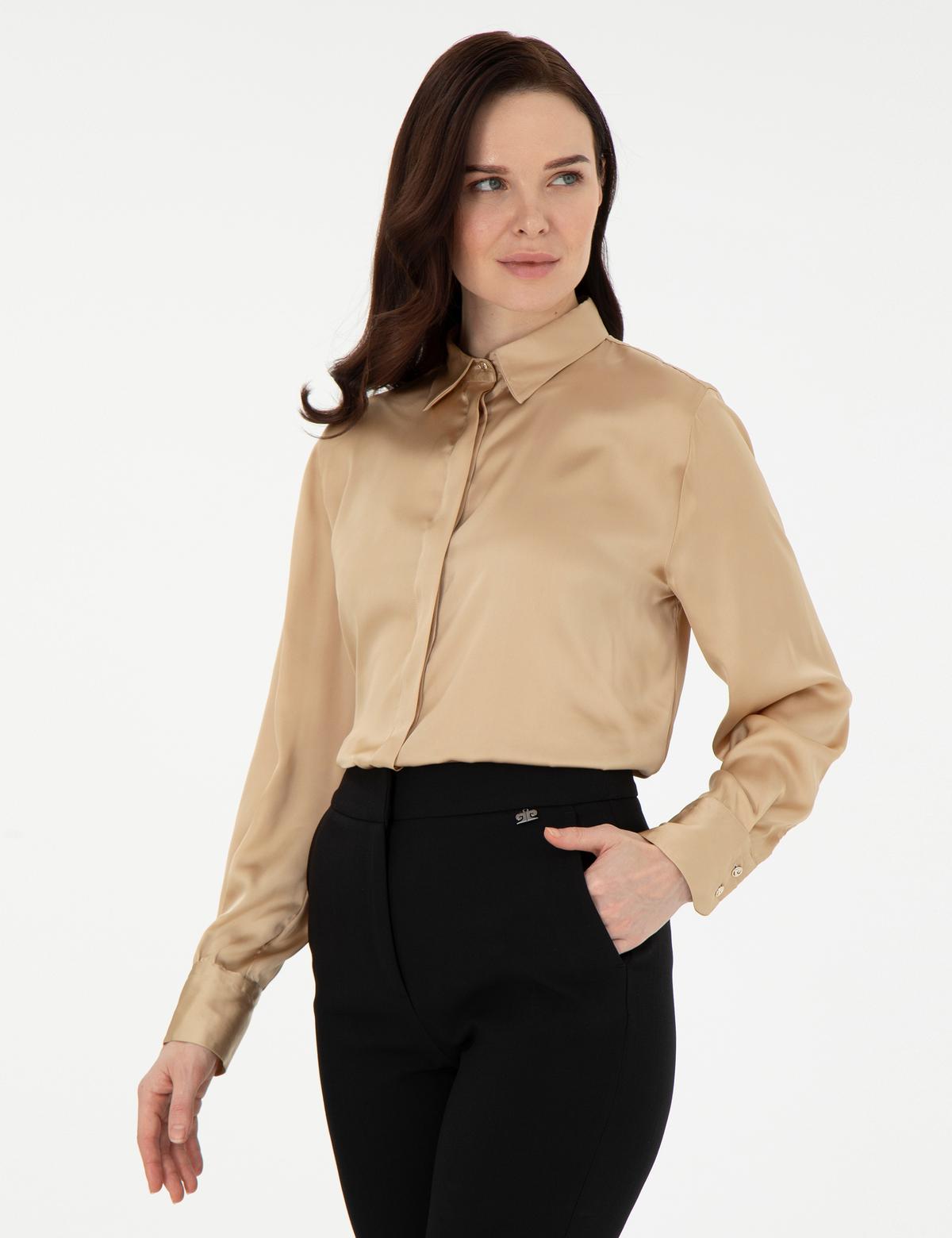 Bej Comfort Fit Uzun Kollu Gömlek