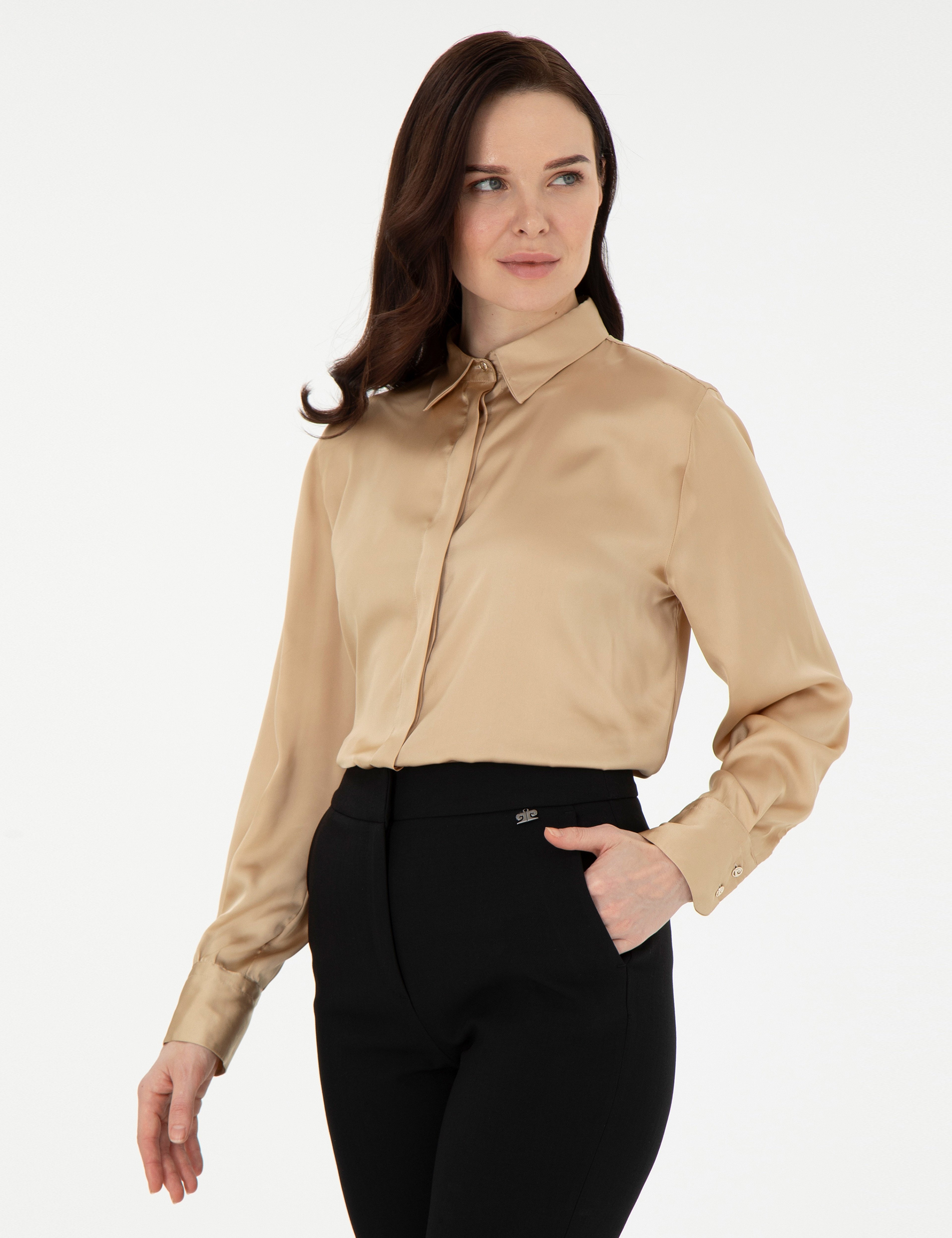 Bej Comfort Fit Uzun Kollu Gömlek