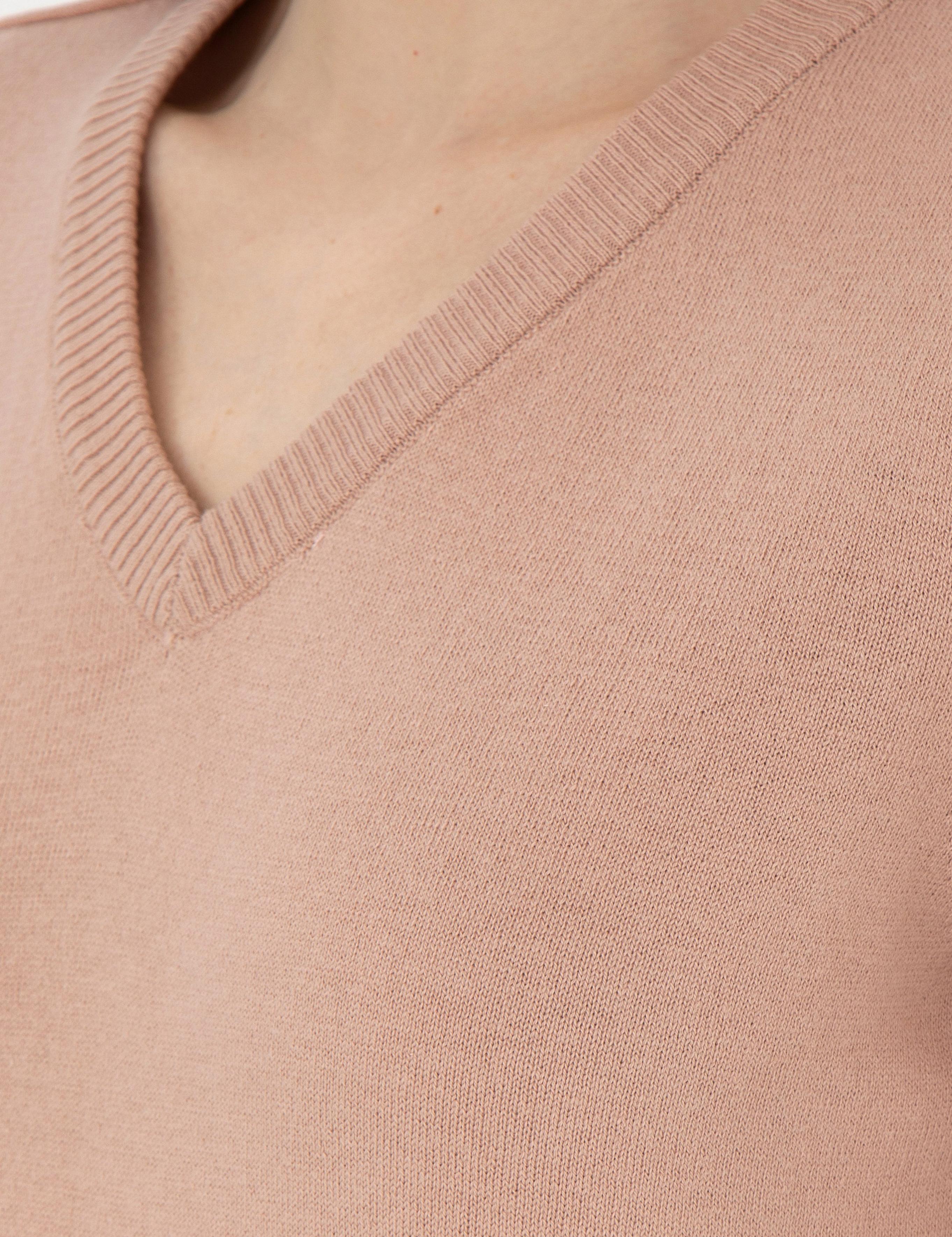 Pudra Slim Fit V Yaka Basic Kazak
