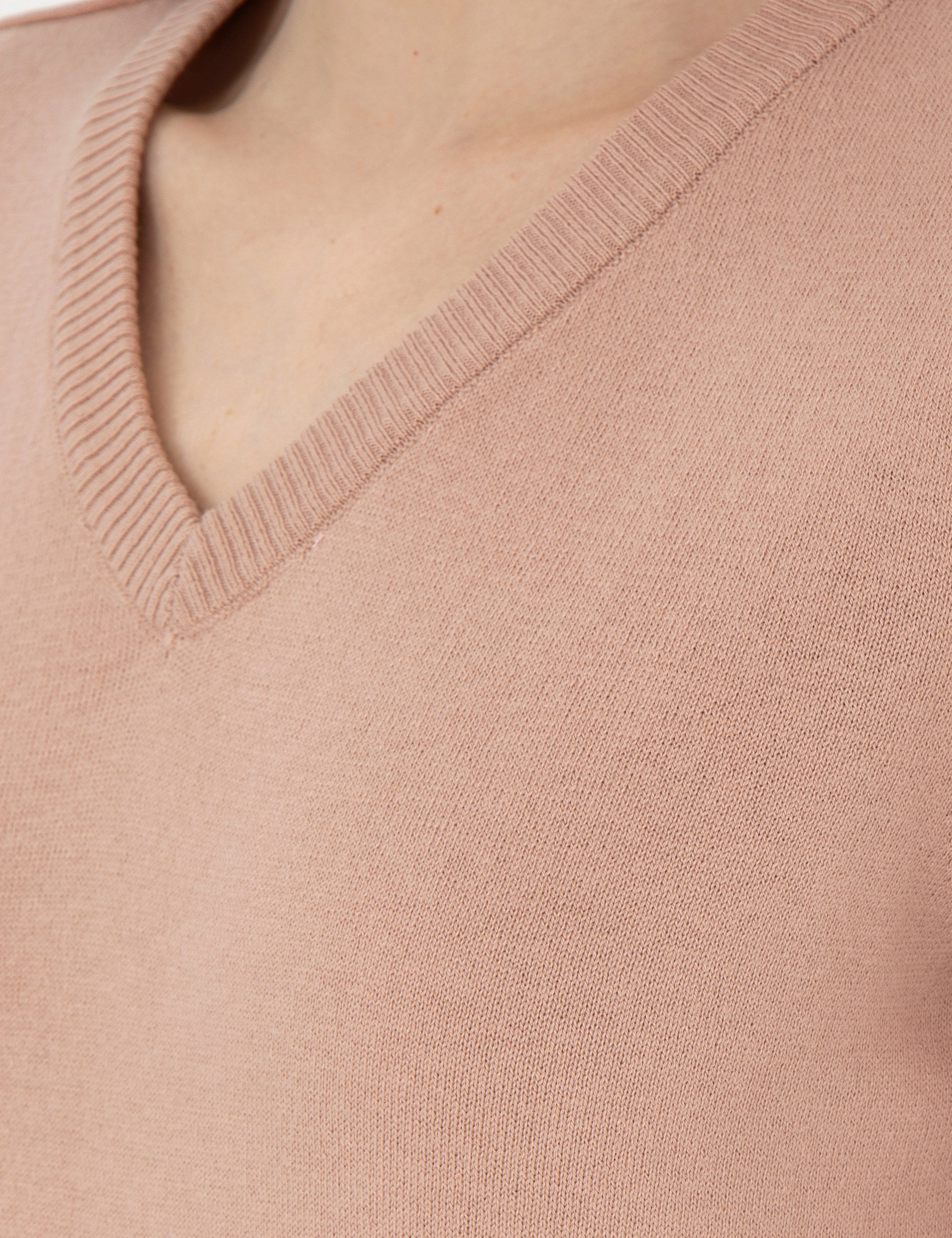 Pudra Slim Fit V Yaka Basic Kazak - Image 7