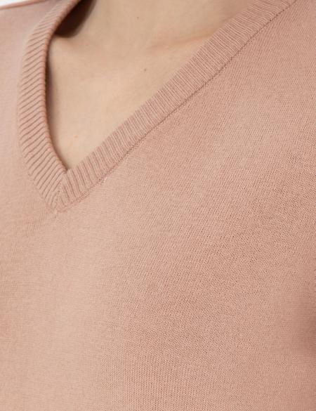 Pudra Slim Fit V Yaka Basic Kazak - 50300803056