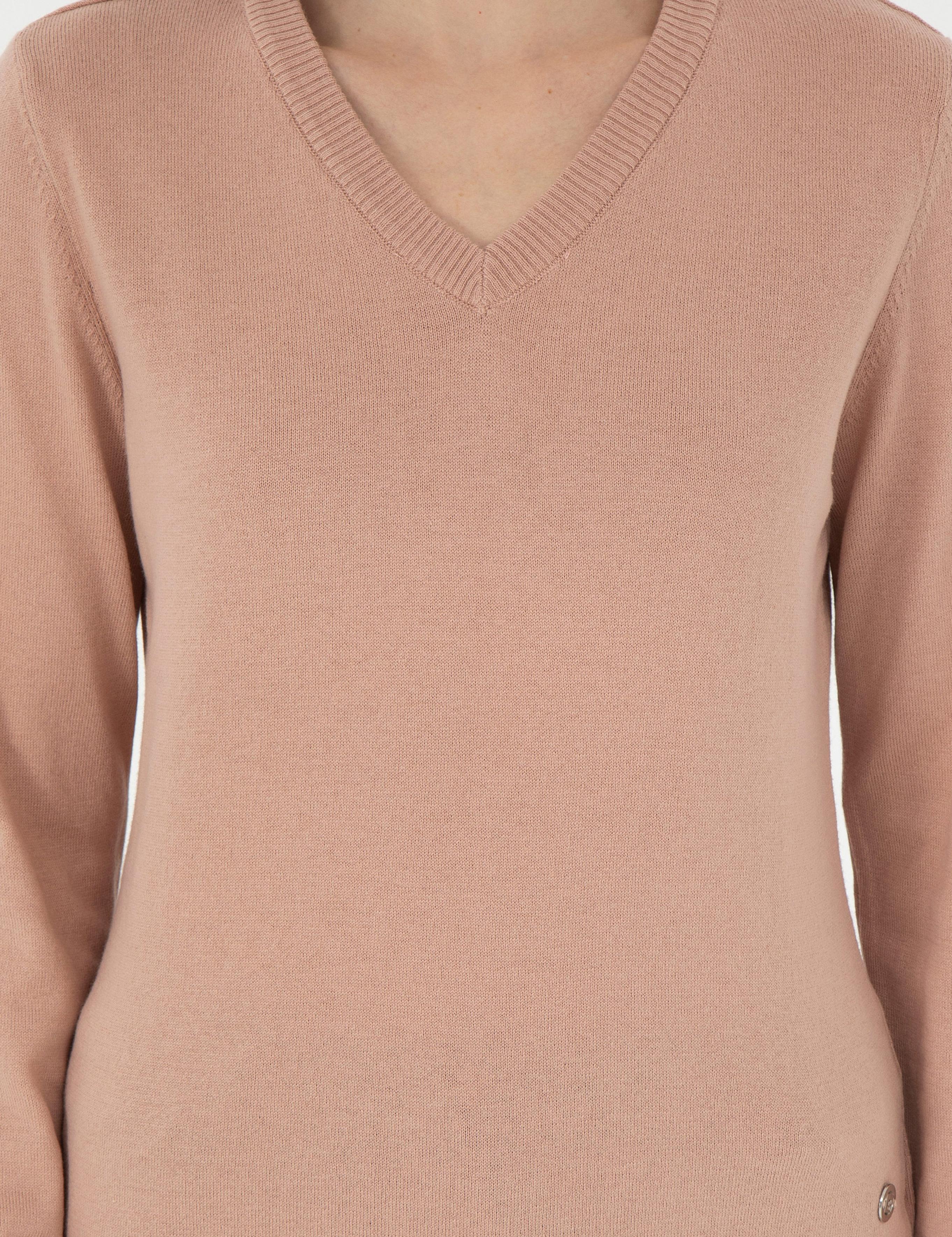 Pudra Slim Fit V Yaka Basic Kazak