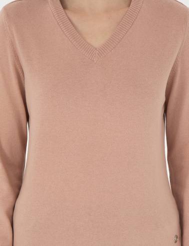 Pudra Slim Fit V Yaka Basic Kazak