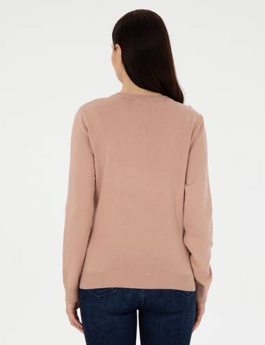 Pudra Slim Fit V Yaka Basic Kazak