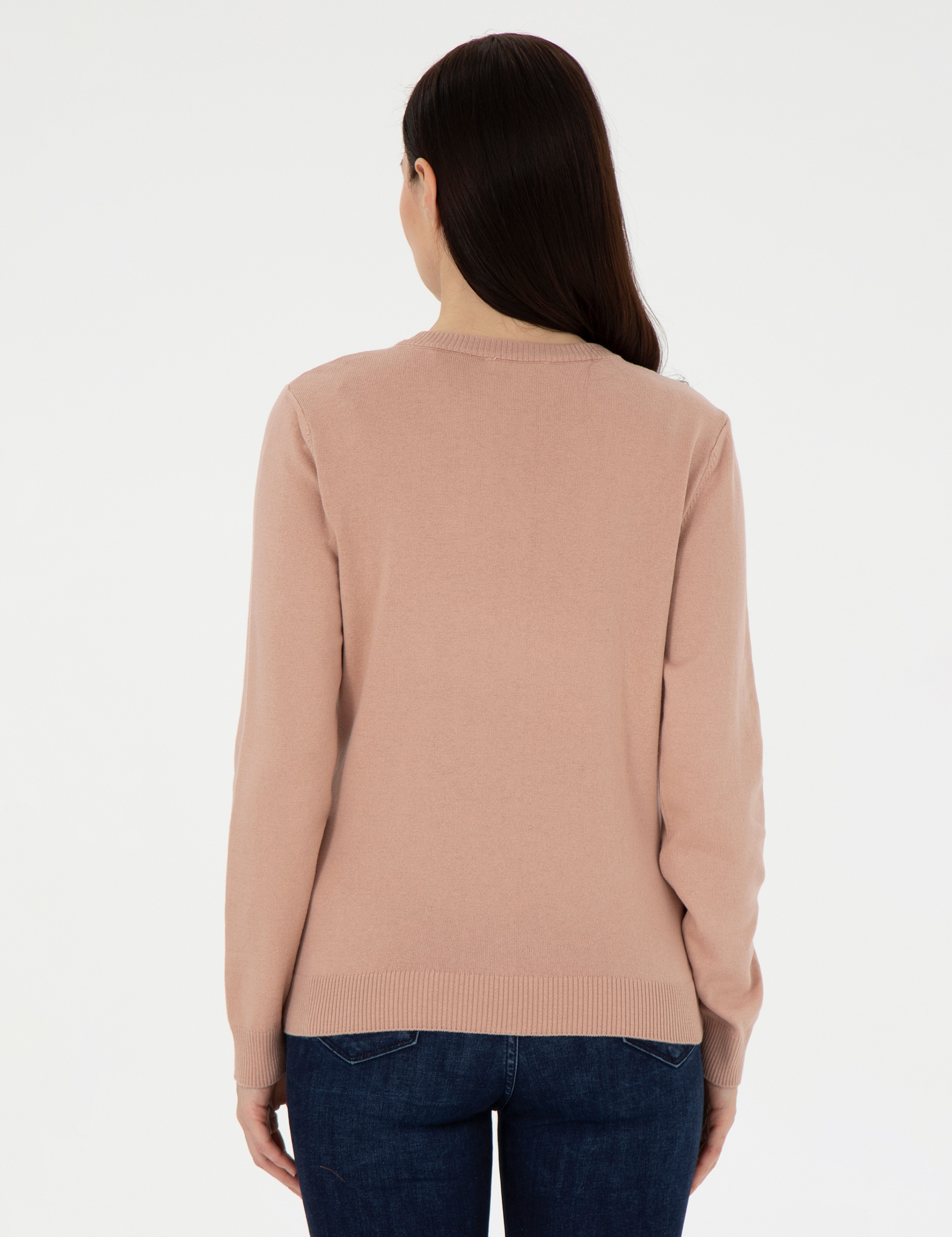 Pudra Slim Fit V Yaka Basic Kazak - Image 5