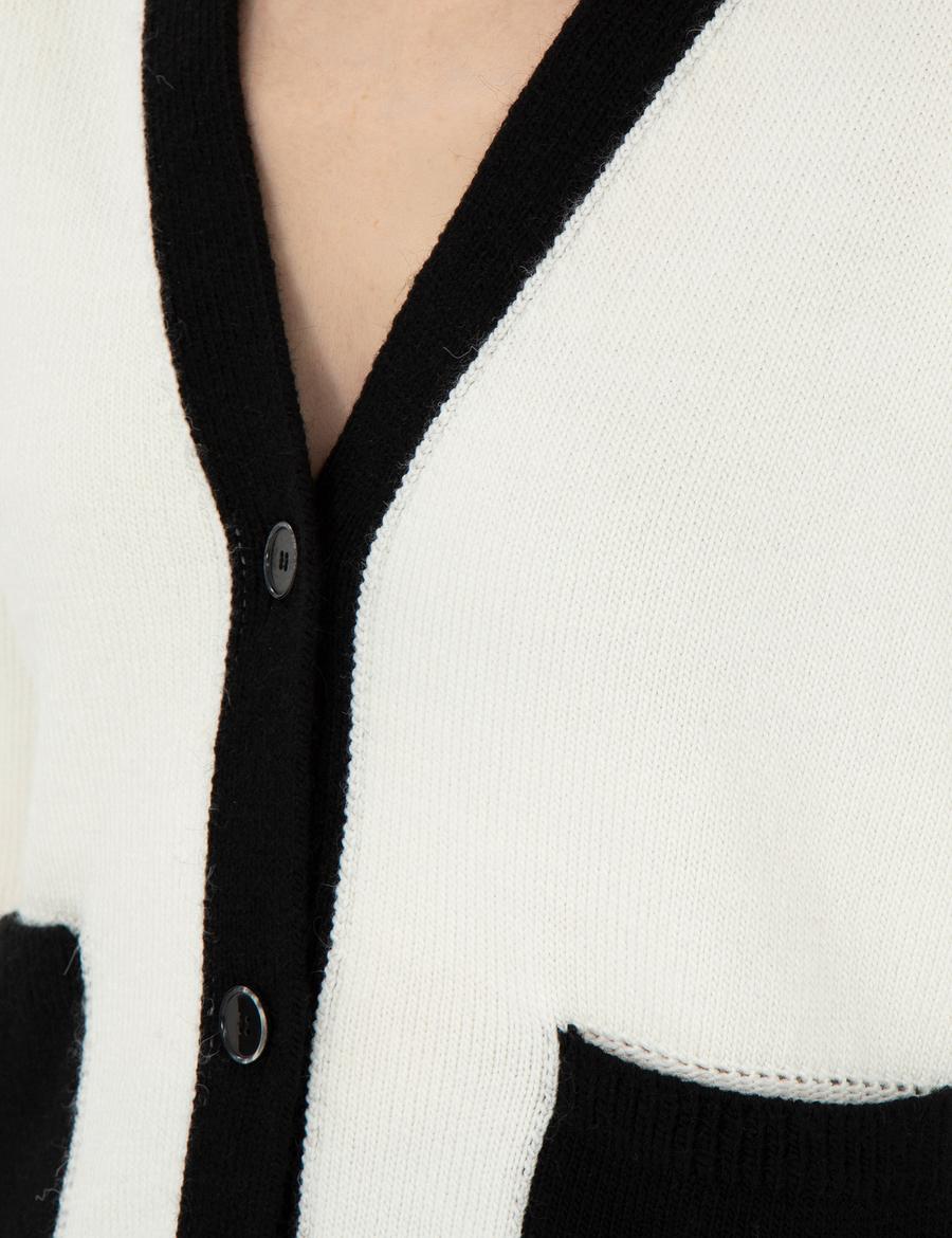 Ekru Comfort Fit Triko Hırka