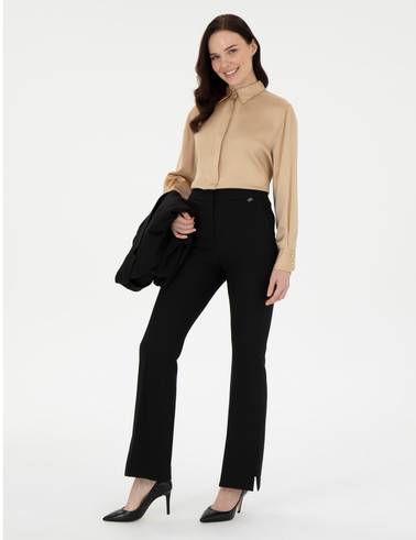 Siyah Flare Fit Kumaş Pantolon