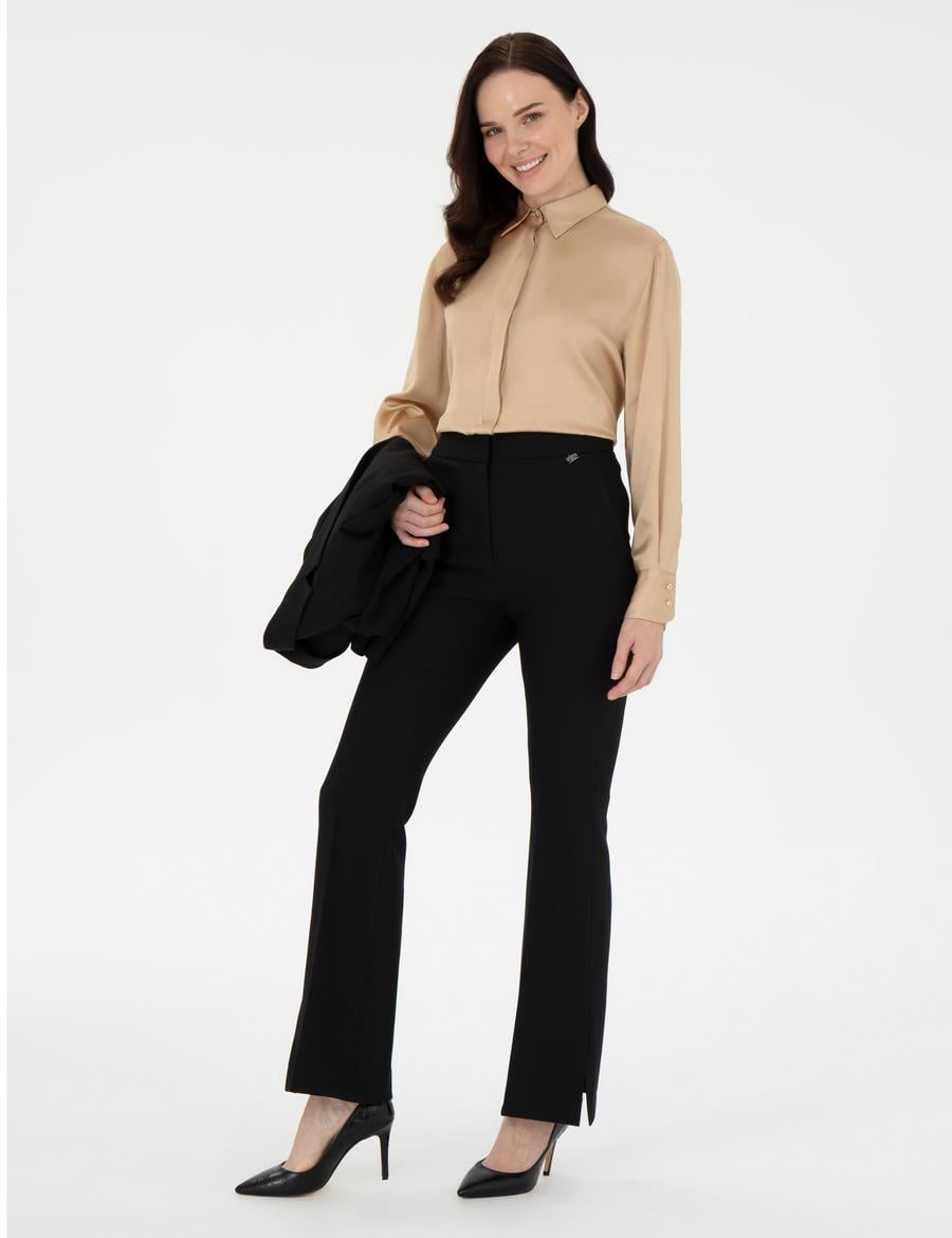 Siyah Flare Fit Kumaş Pantolon