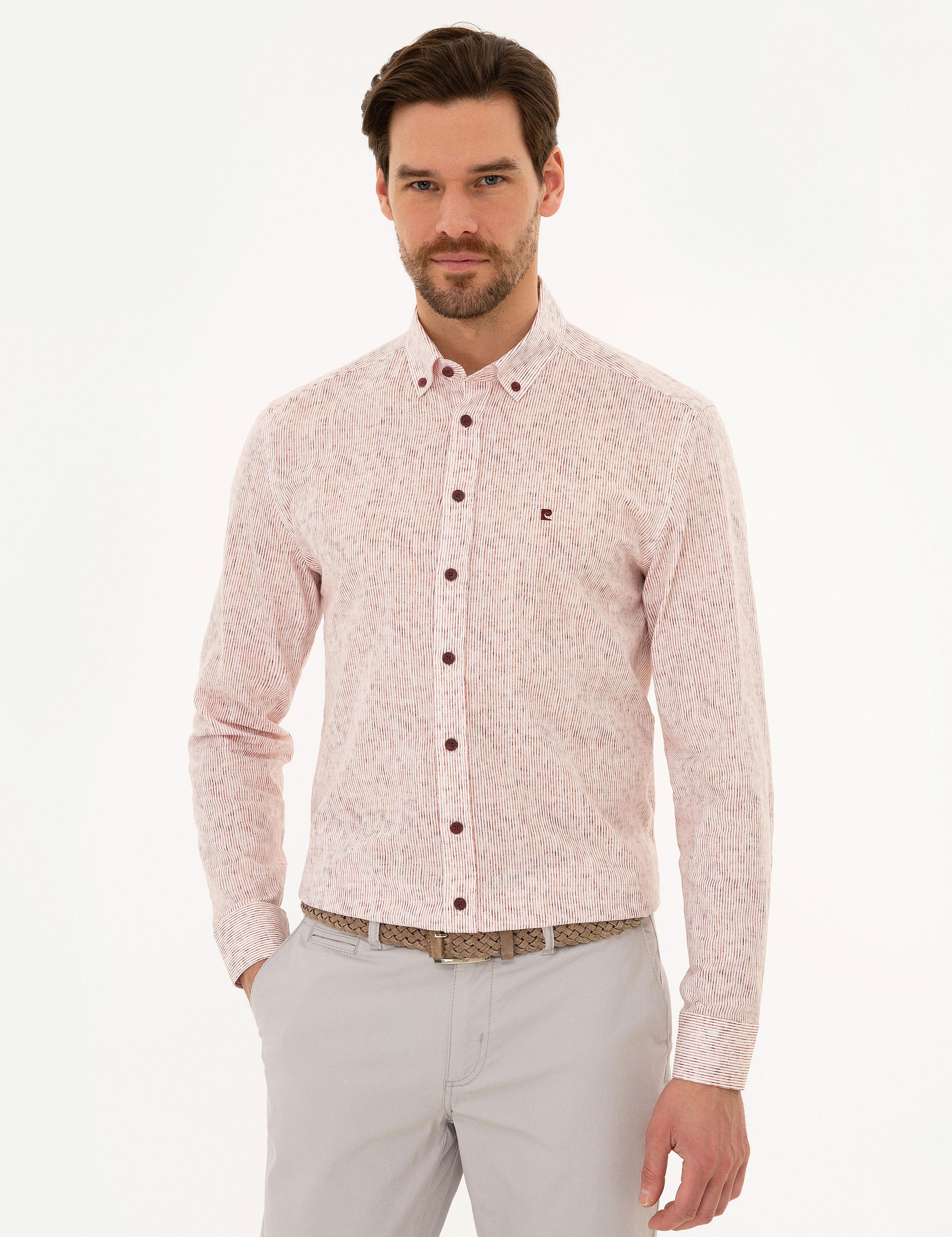 Bordo Slim Fit Uzun Kollu Gömlek