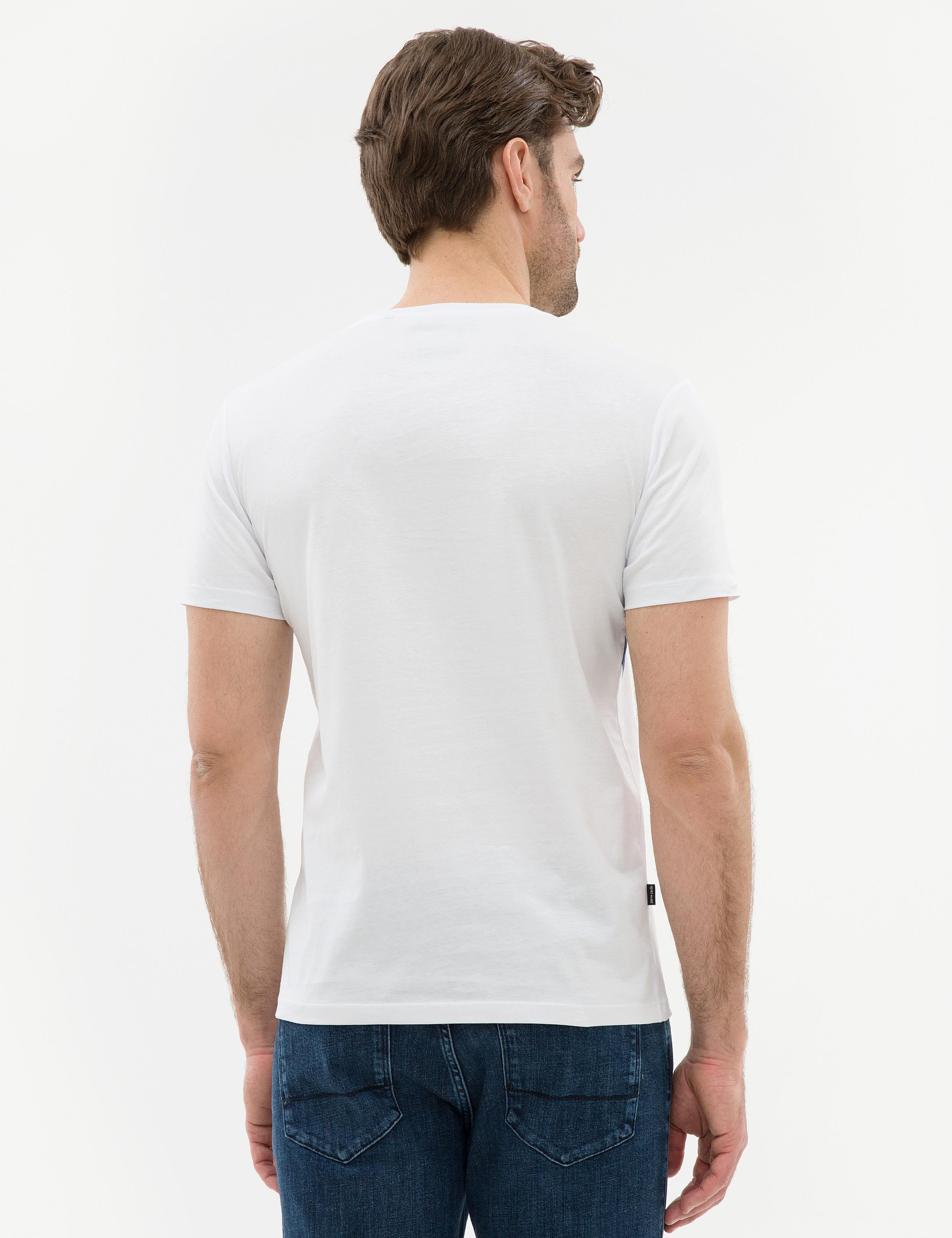 Beyaz Slim Fit Bisiklet Yaka T-Shirt