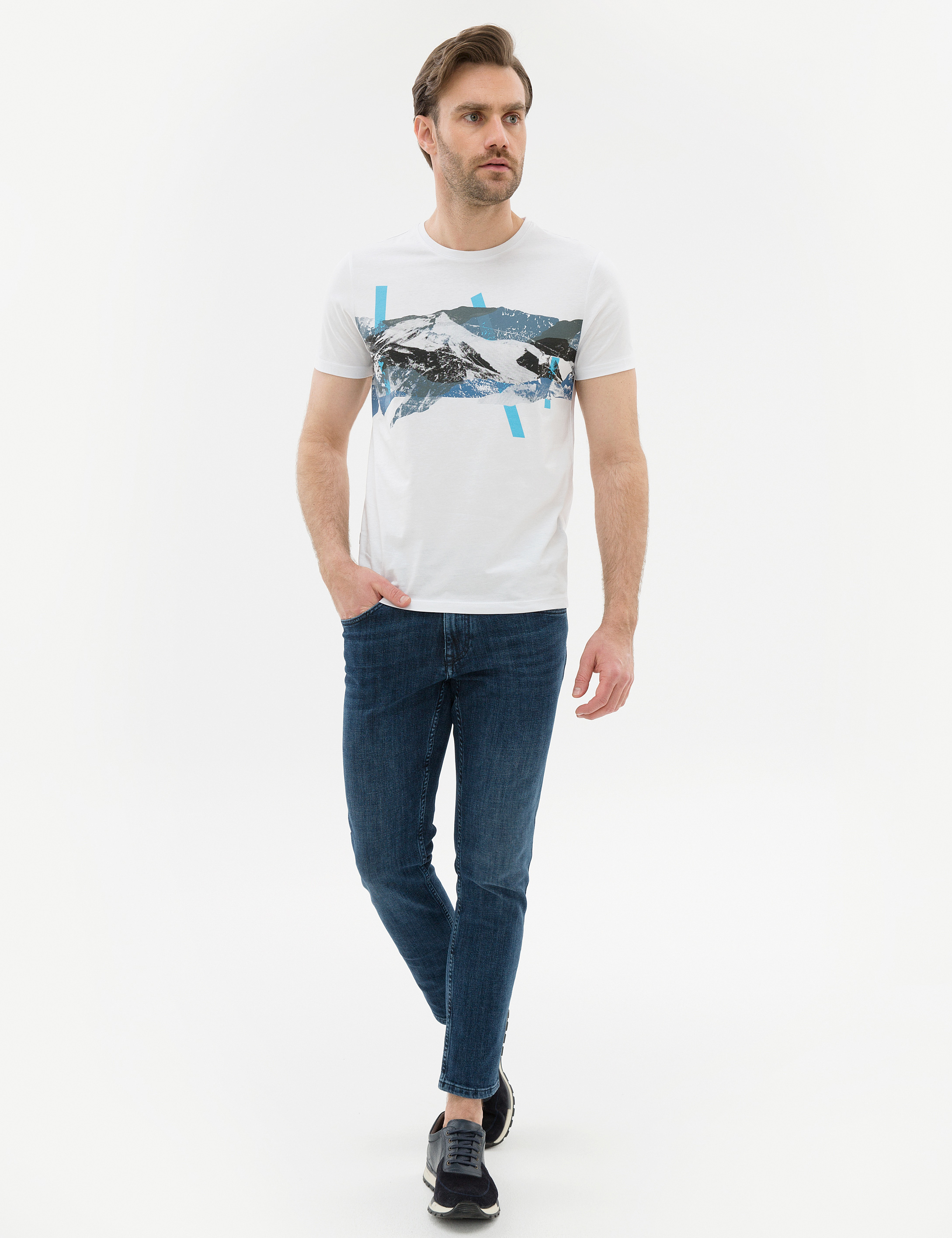 Beyaz Slim Fit Bisiklet Yaka T-Shirt - 50226110018