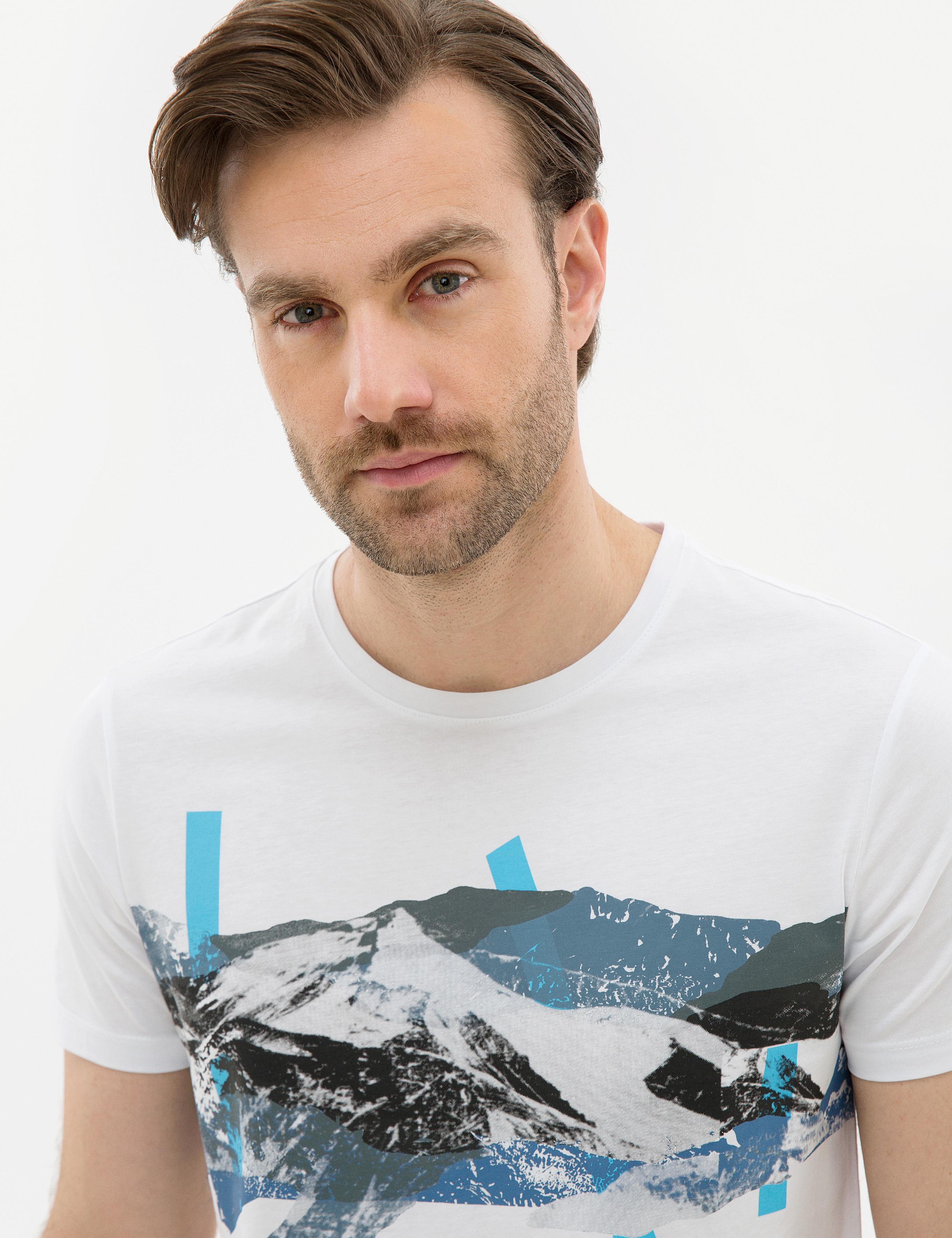 Beyaz Slim Fit Bisiklet Yaka T-Shirt