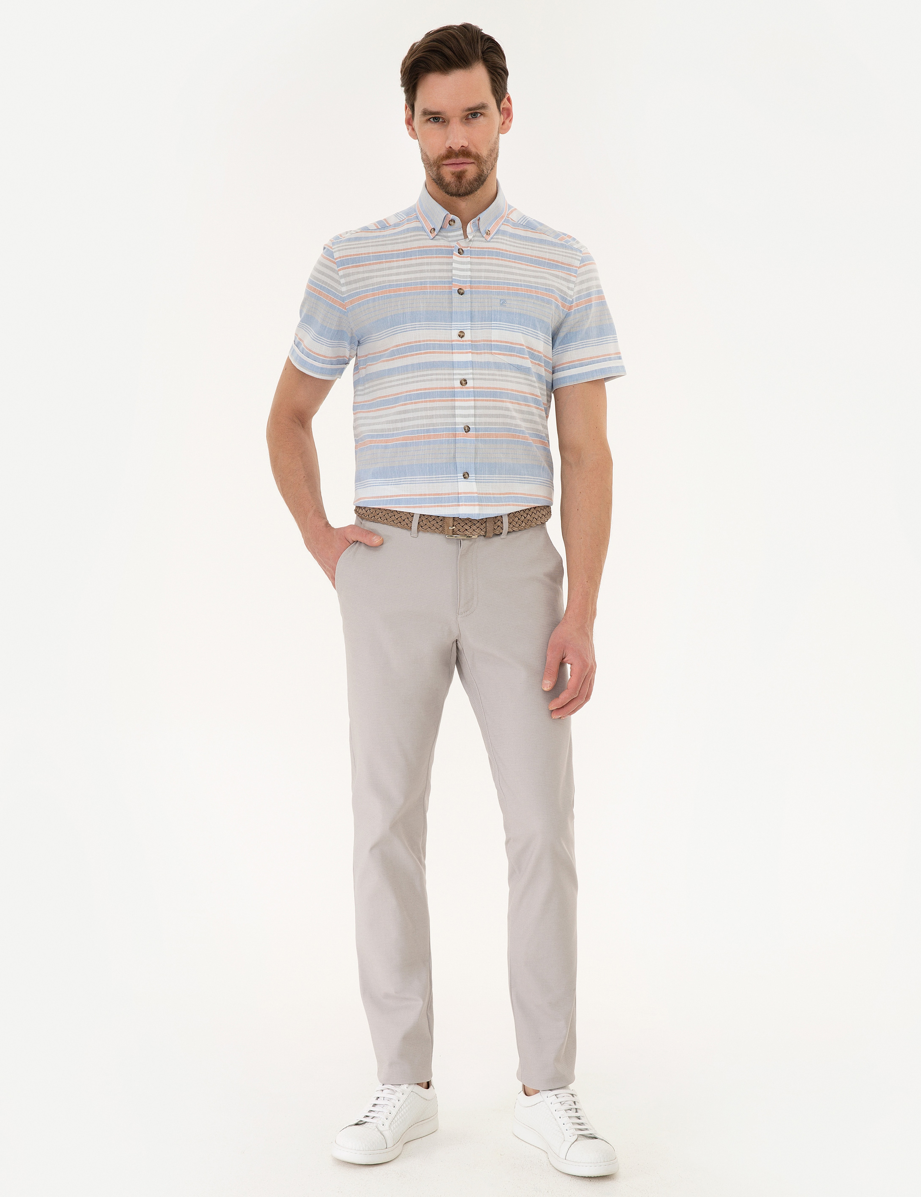 Mavi Regular Fit Kısa Kollu Gömlek - Image 4