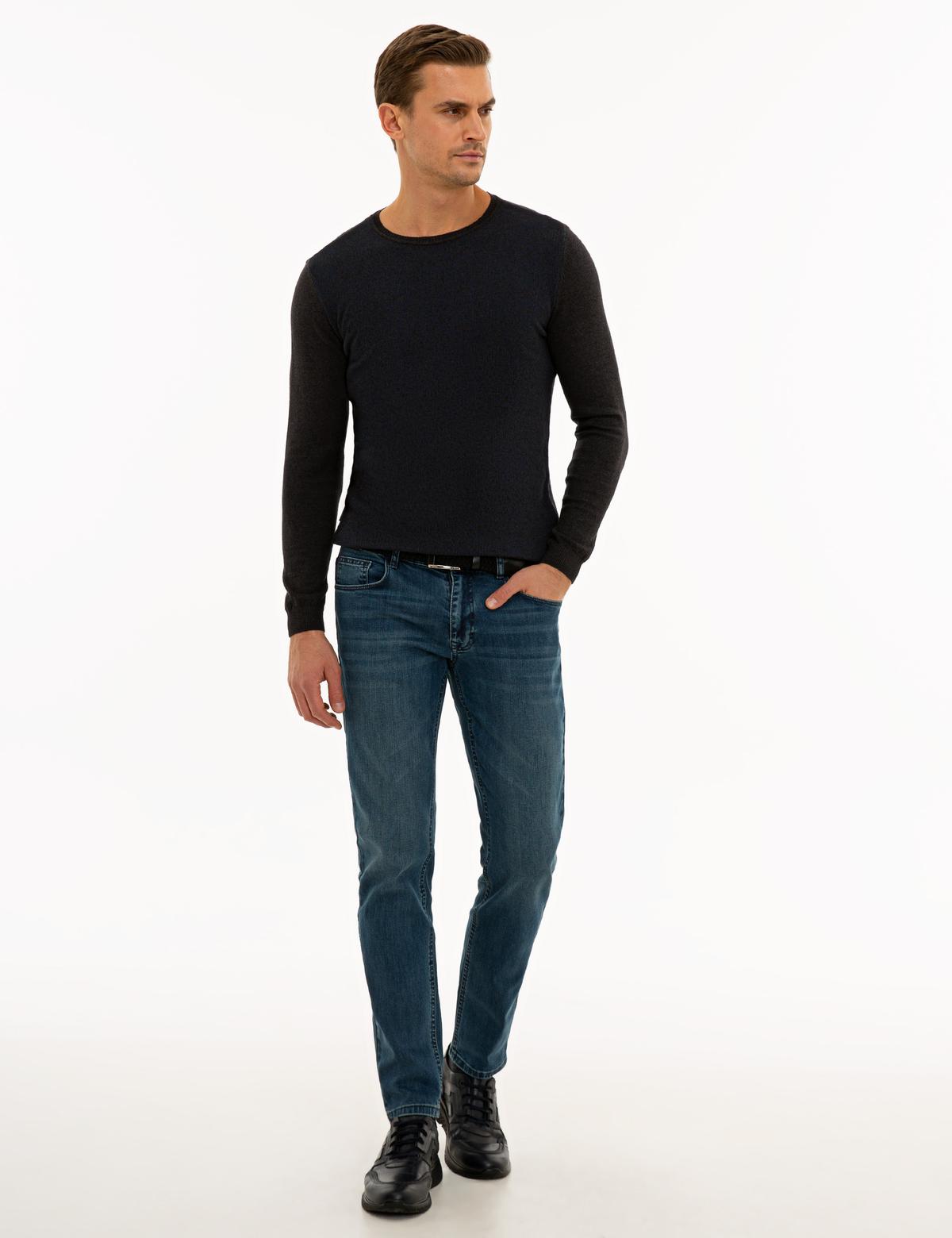 Koyu Mavi Slim Fit Denim Pantolon