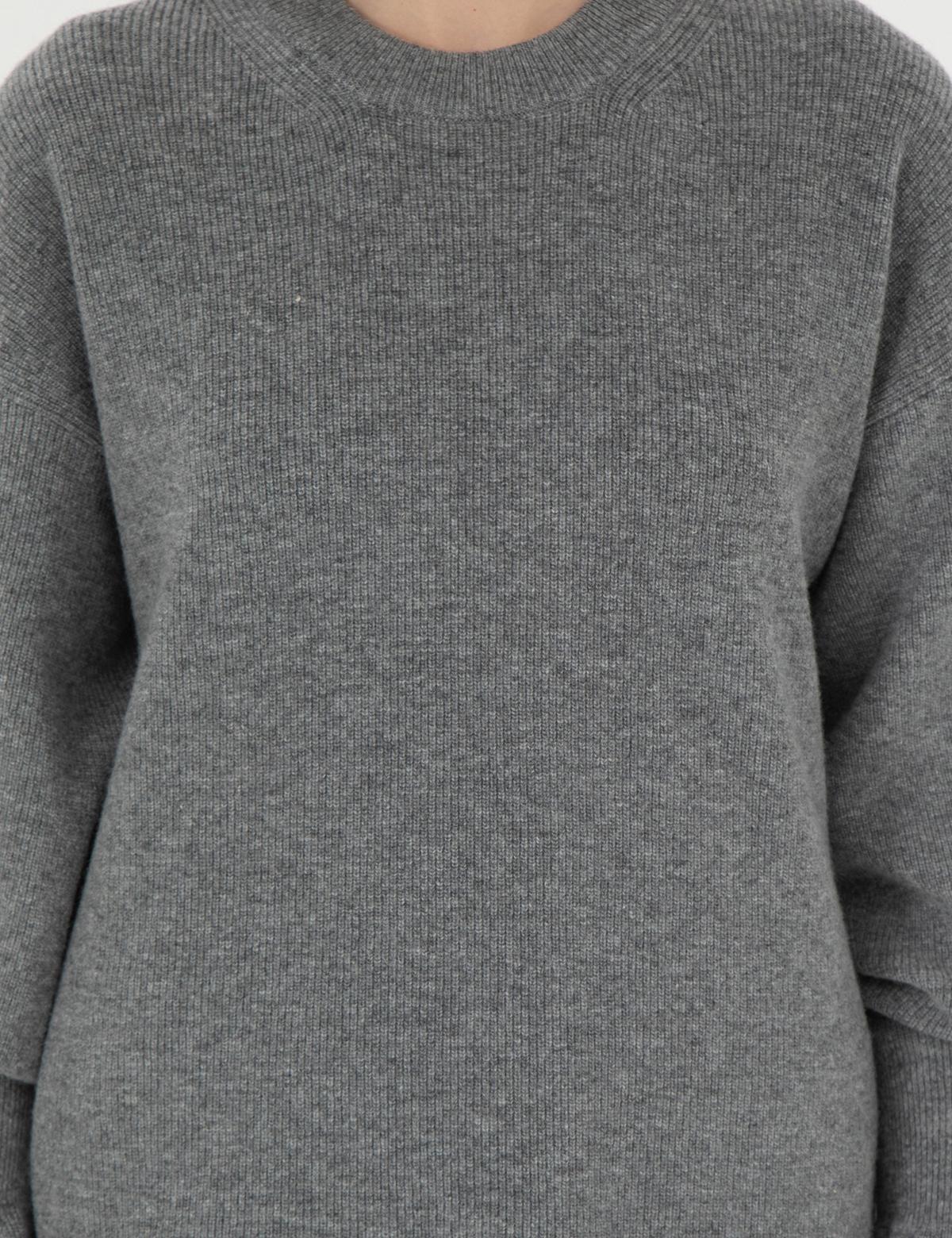 Gri Melanj Regular Fit Yün Kazak - 50296484004