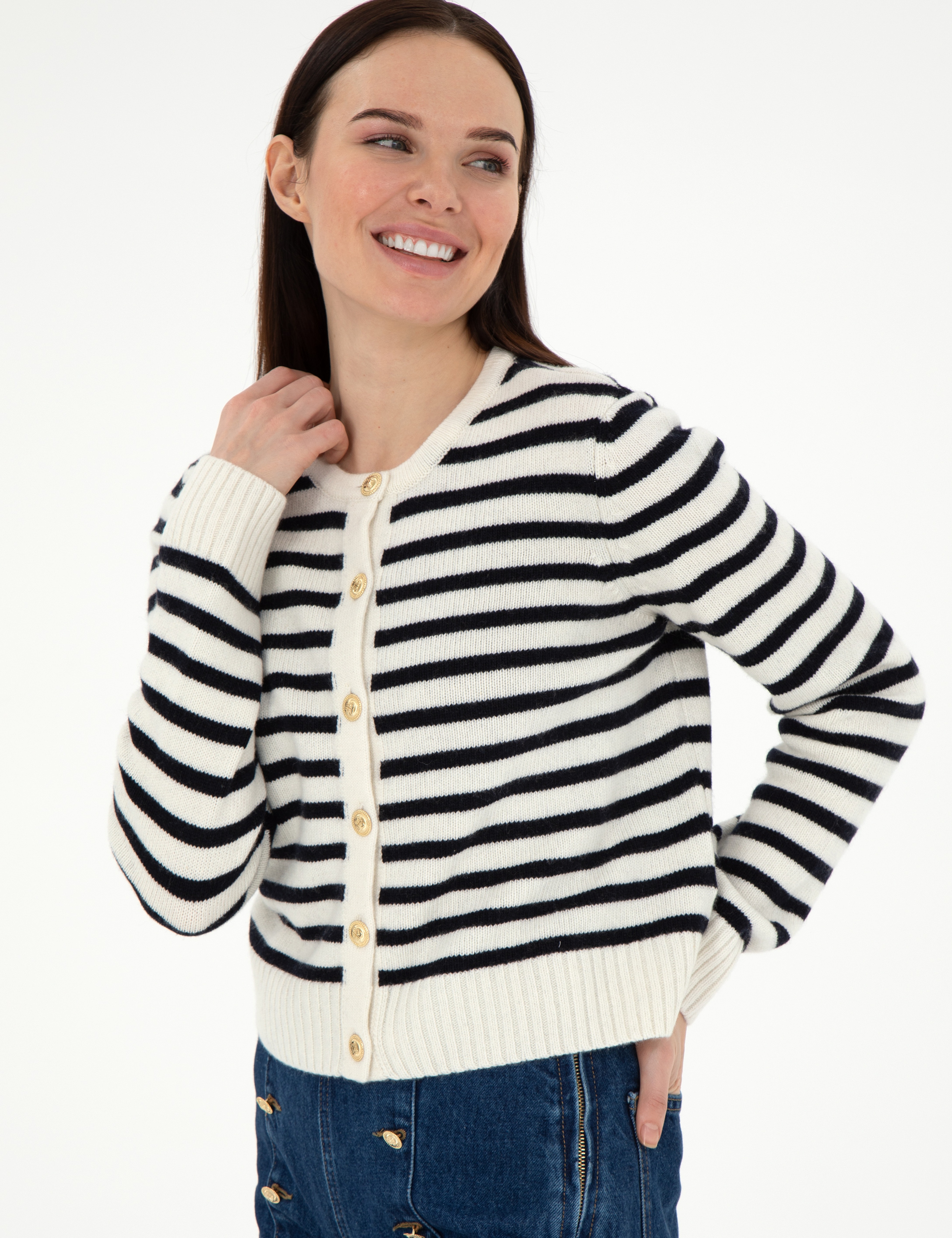 Ekru Crop Top Triko Hırka - Image 3