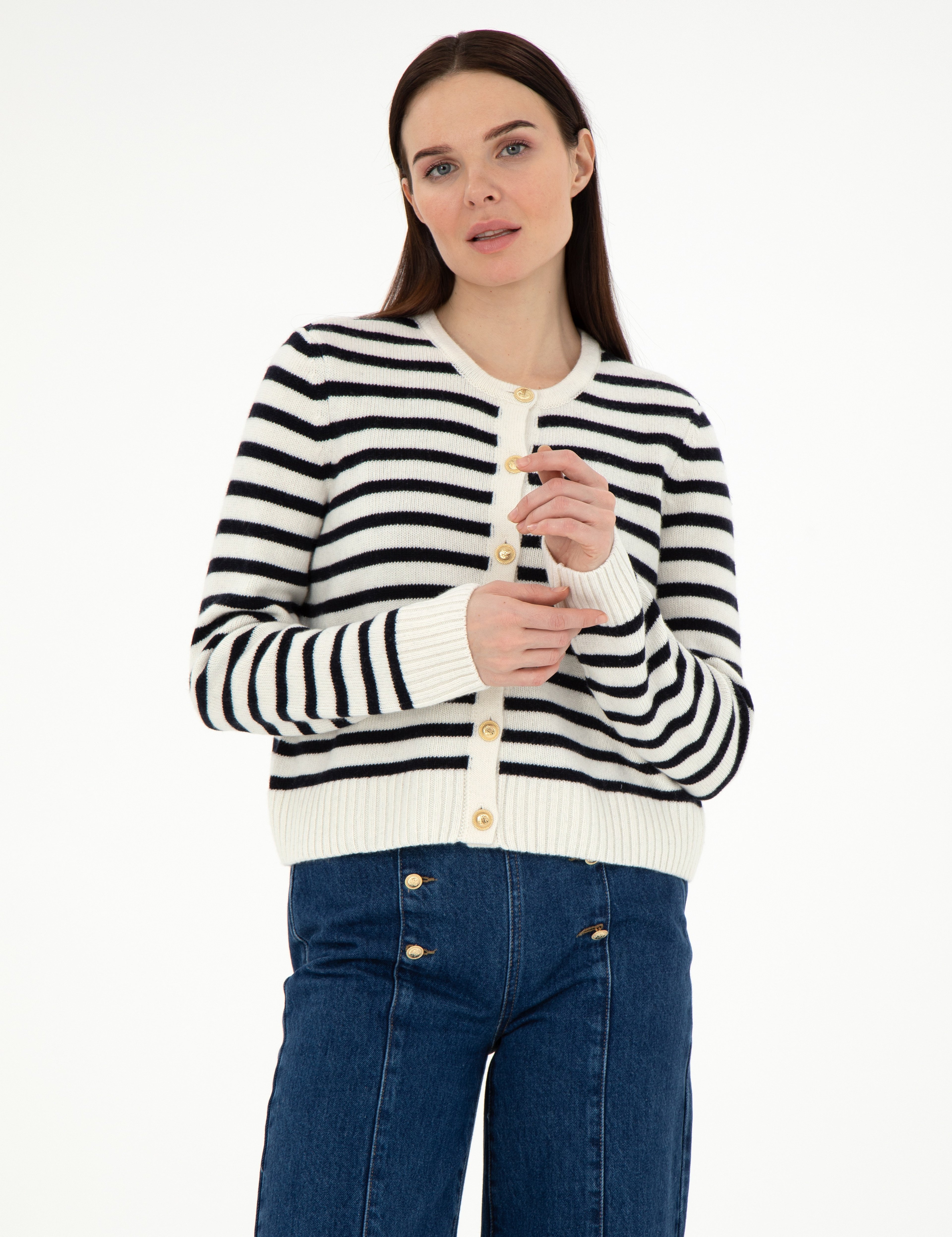 Ekru Crop Top Triko Hırka - Image 1