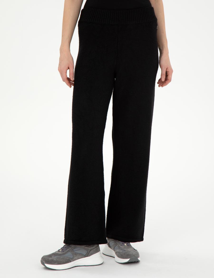 Siyah Loose Fit Triko Pantolon